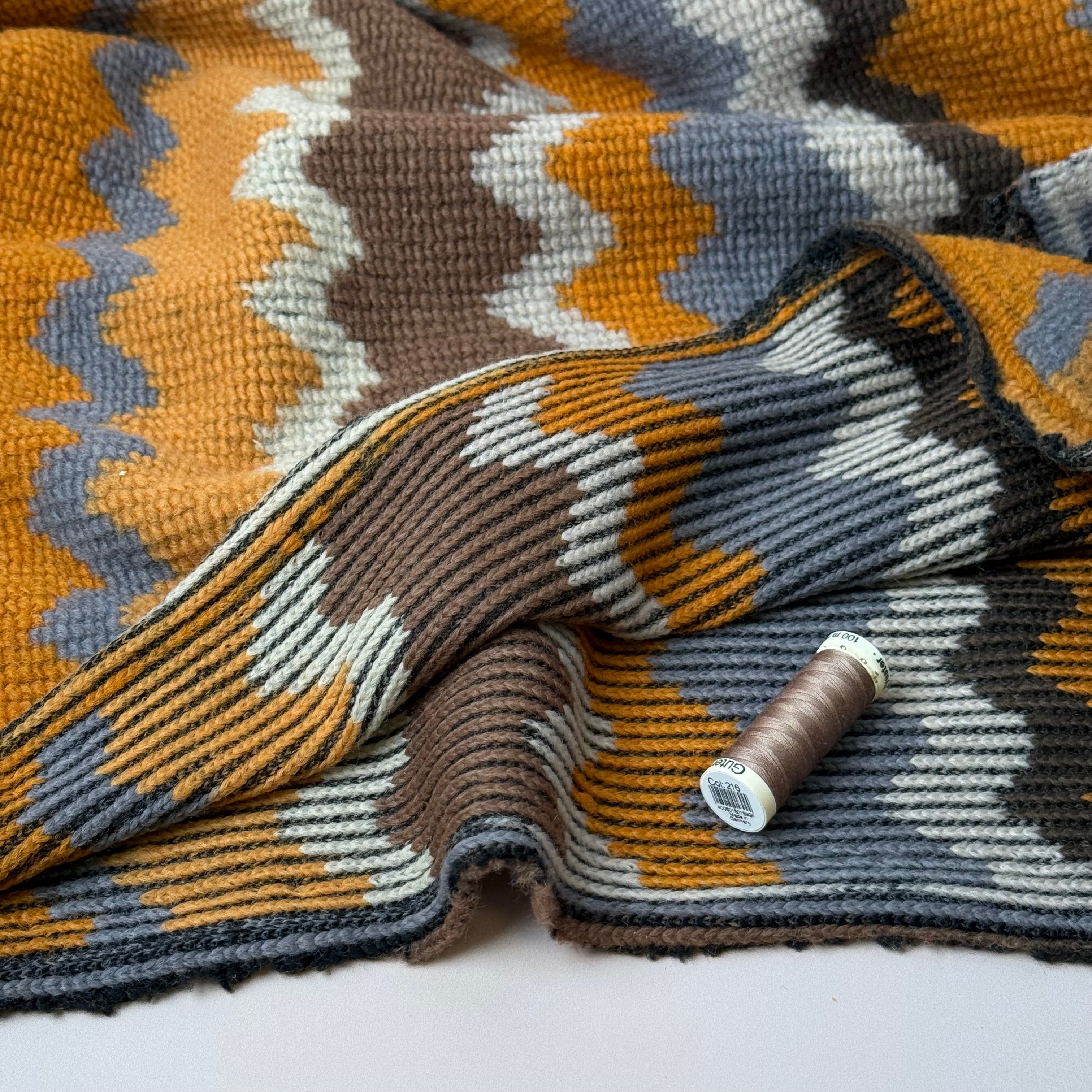 Autumn Zigzags Wool Blend Knitted Fabric