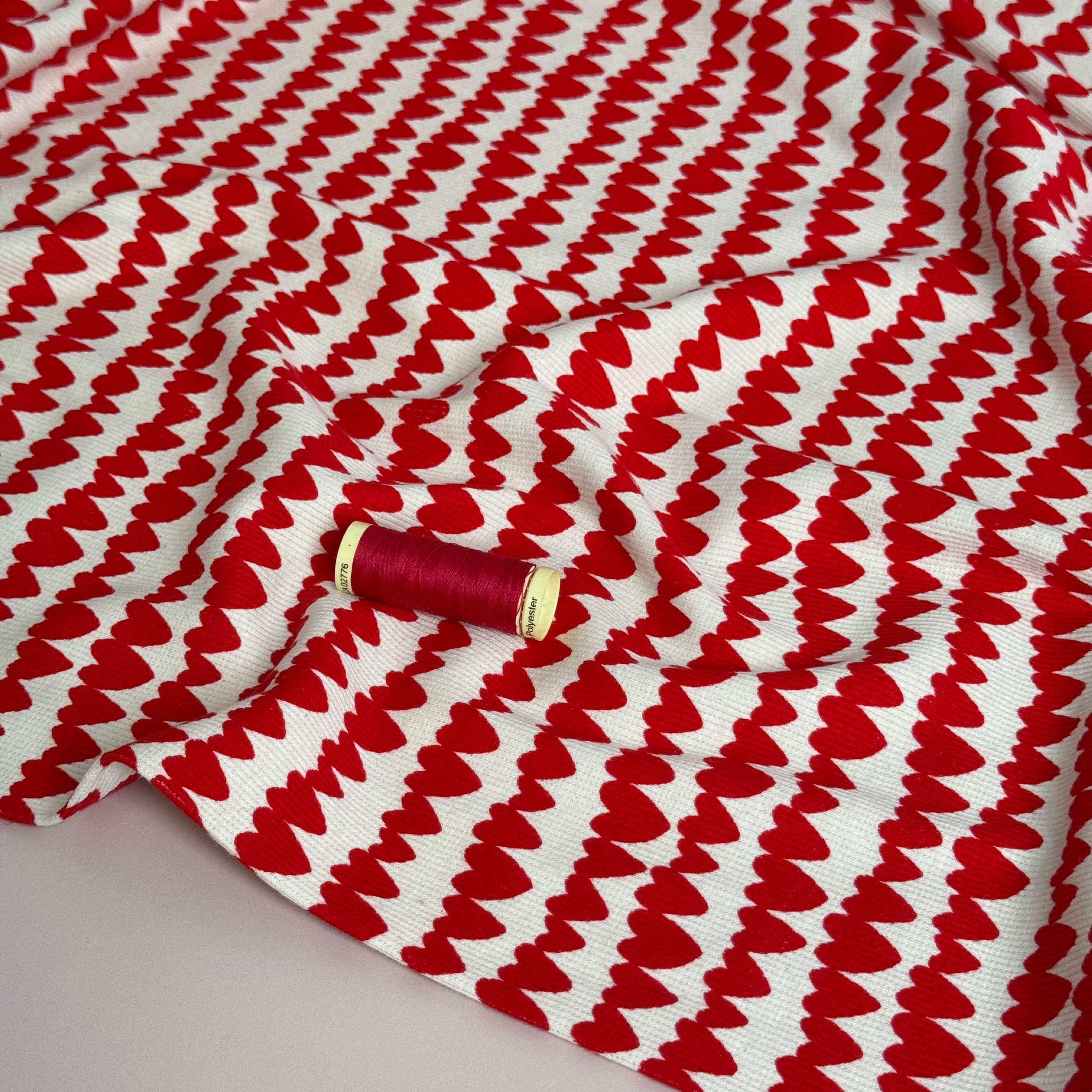 Heart Stripes Organic GOTS Cotton Ribbed Jersey