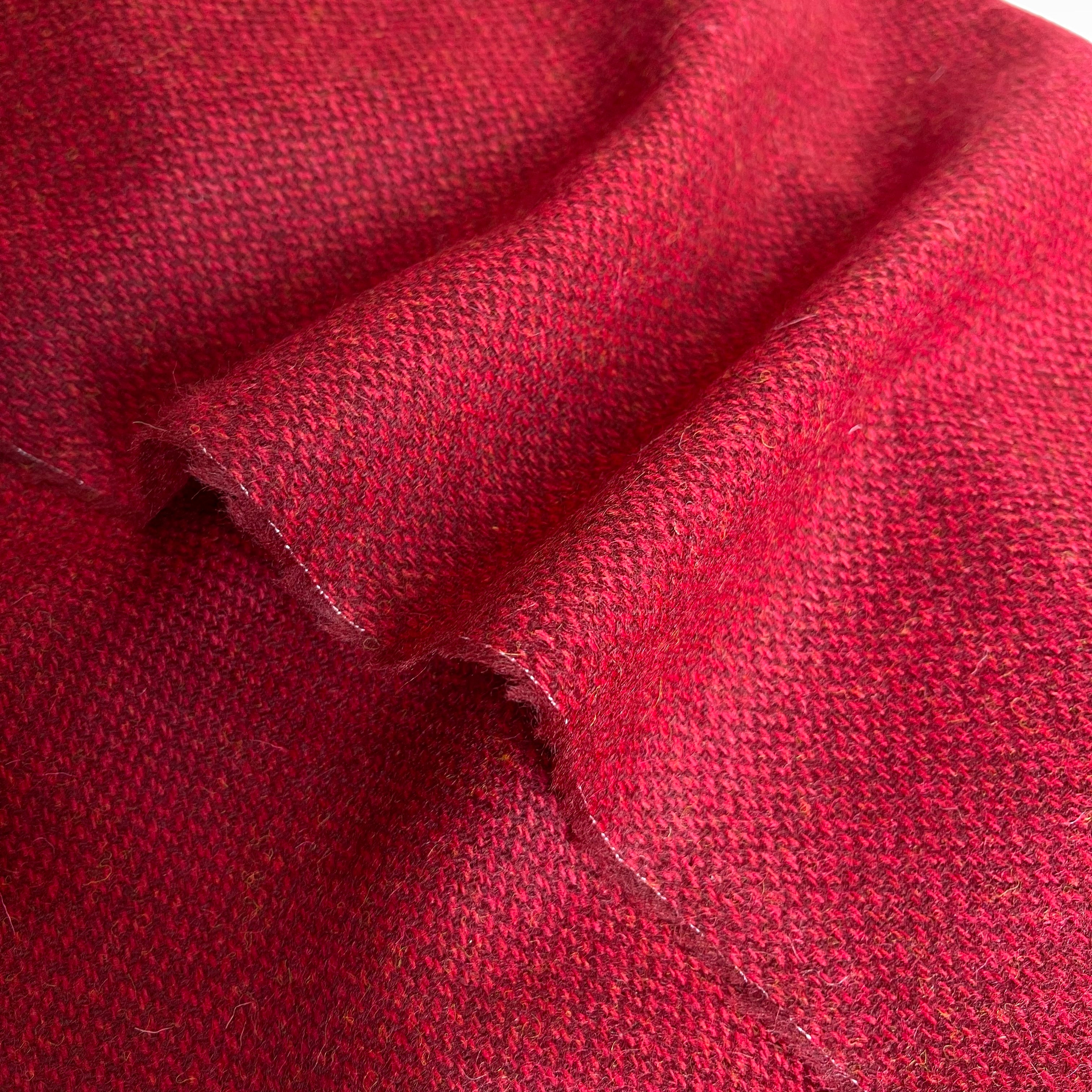 Deadstock Yarn Dyed Red Pure Wool Fabric