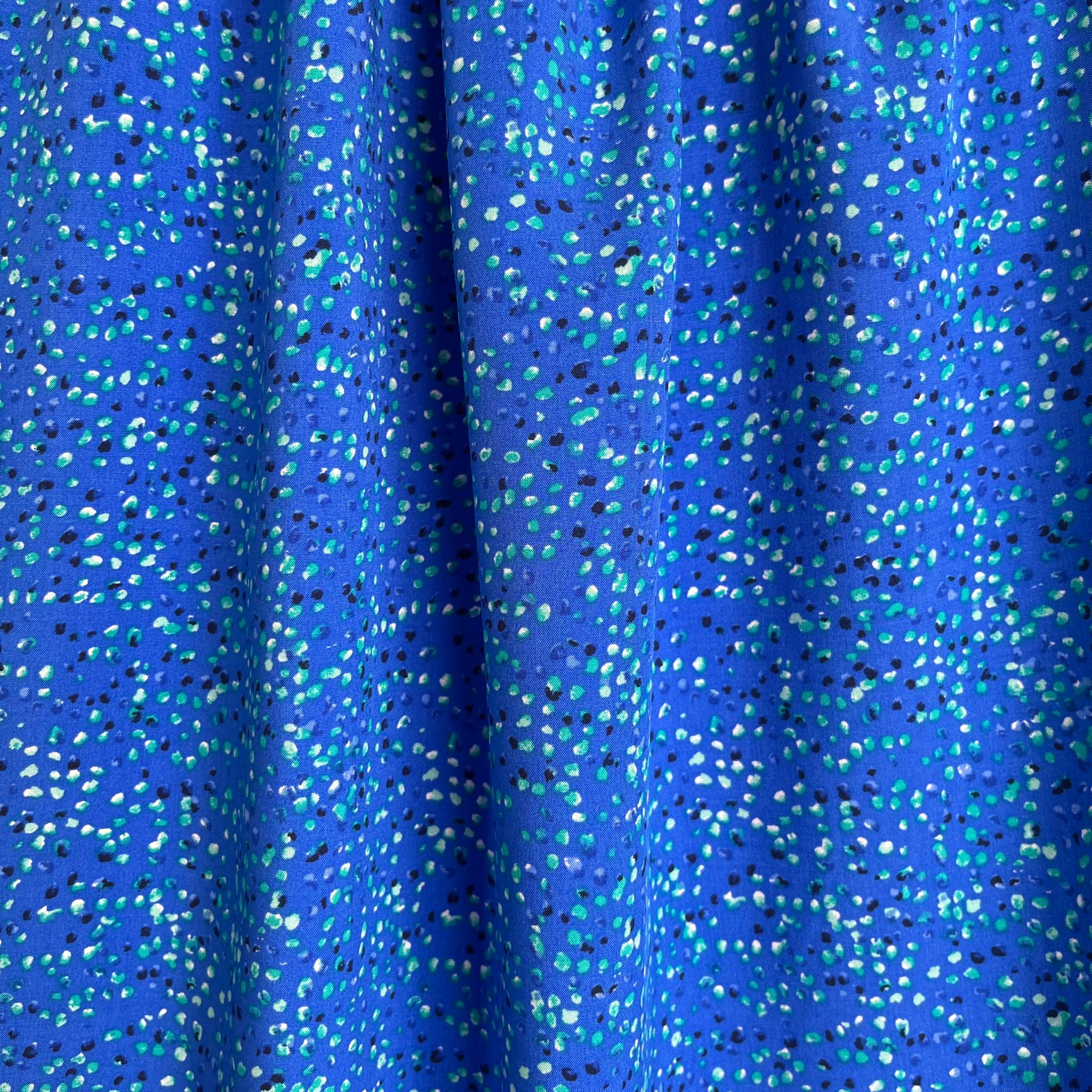 Cobalt Speckles Viscose Poplin Fabric