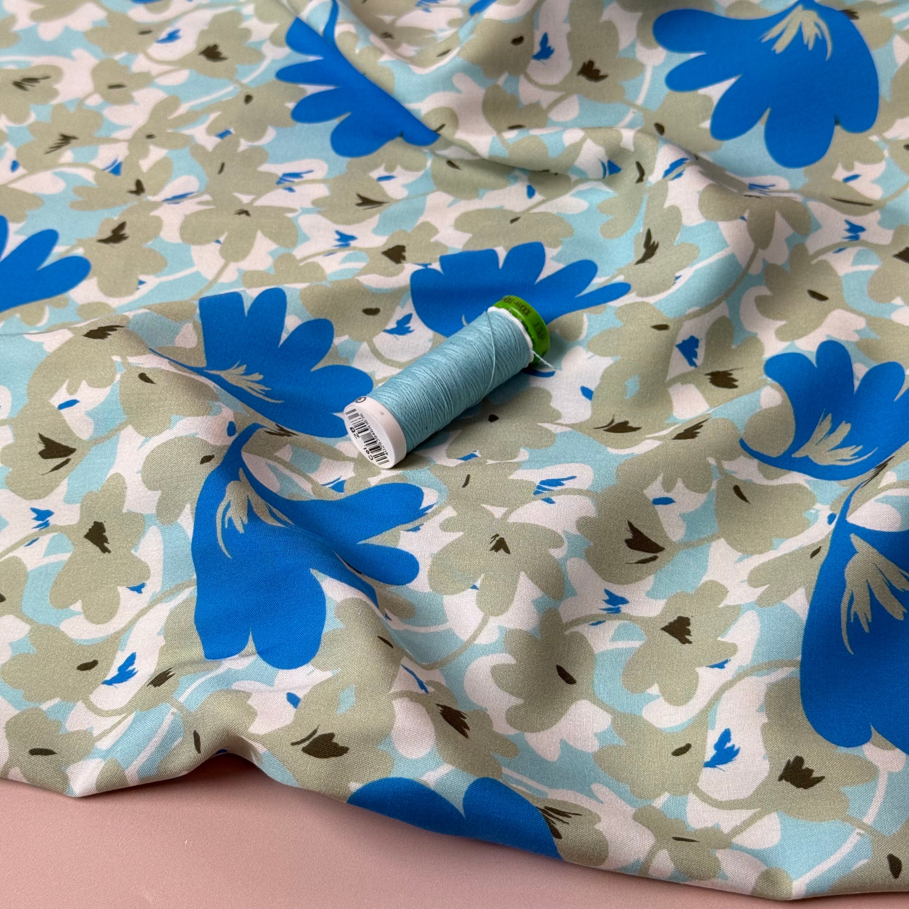 Ocean Petals Viscose Poplin Fabric