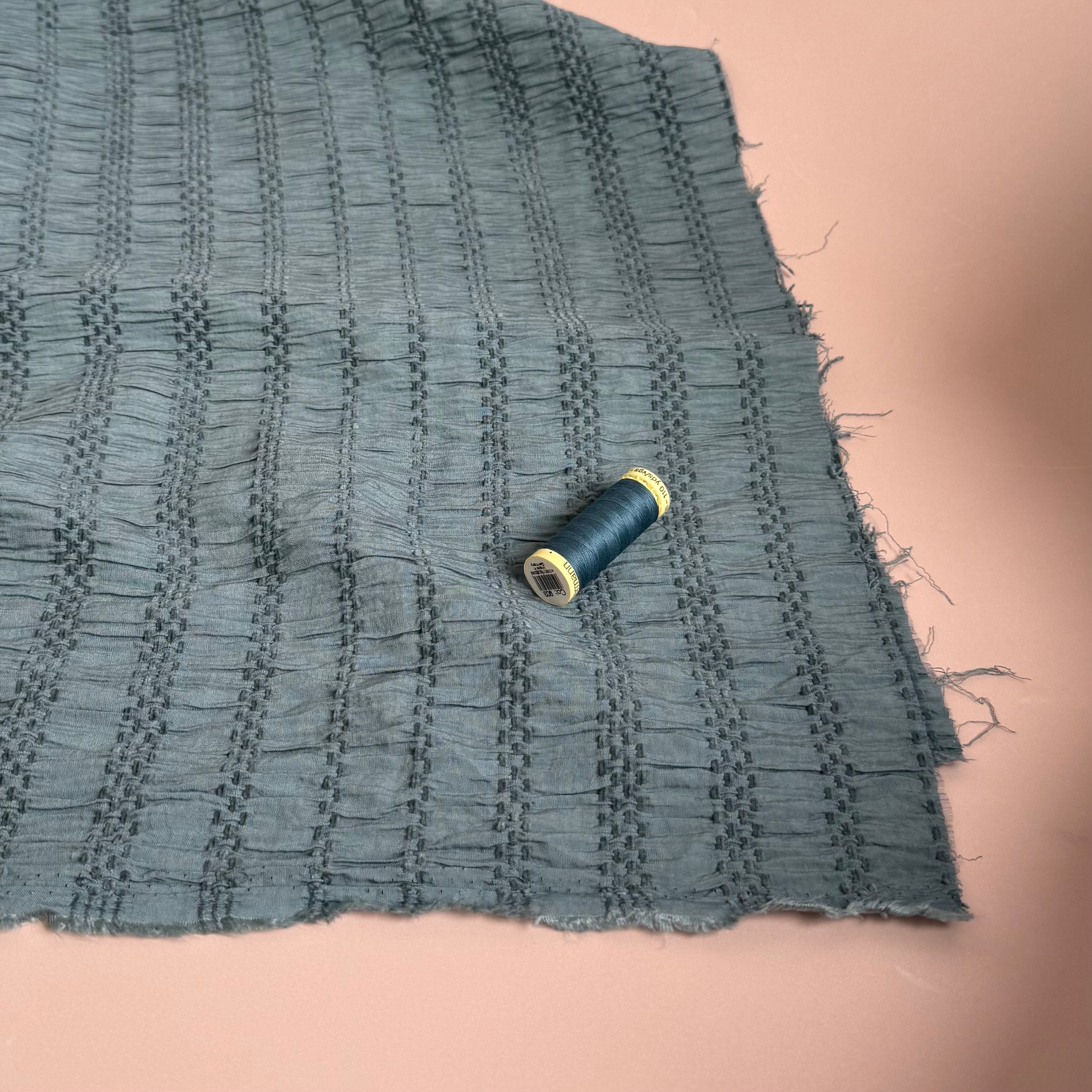 Chenille Jacquard Fabric in Misty Blue