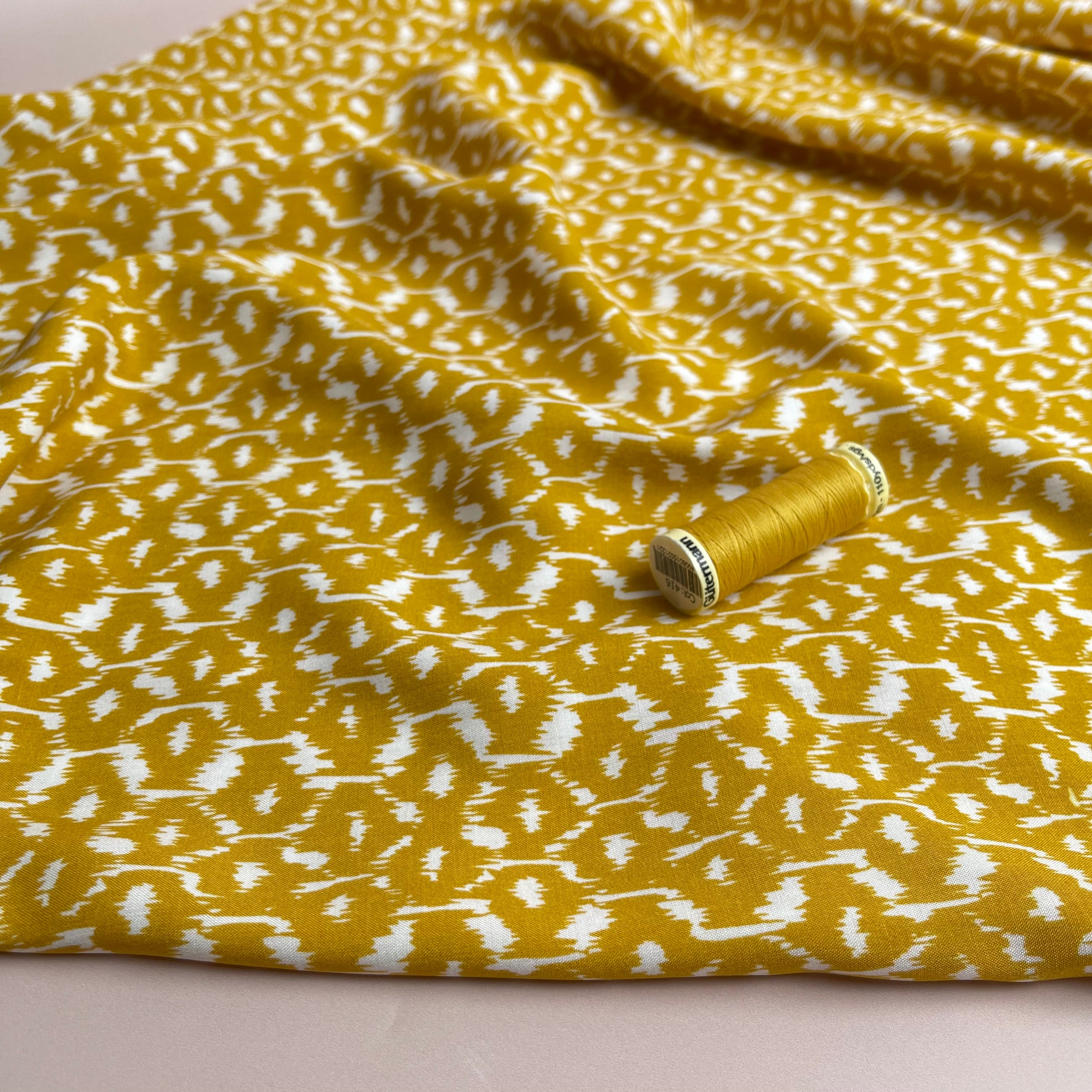 Honeycombs Ochre Viscose Fabric