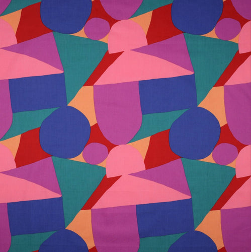 Nerida Hansen - Multi Shapes Purple Cotton Poplin Fabric