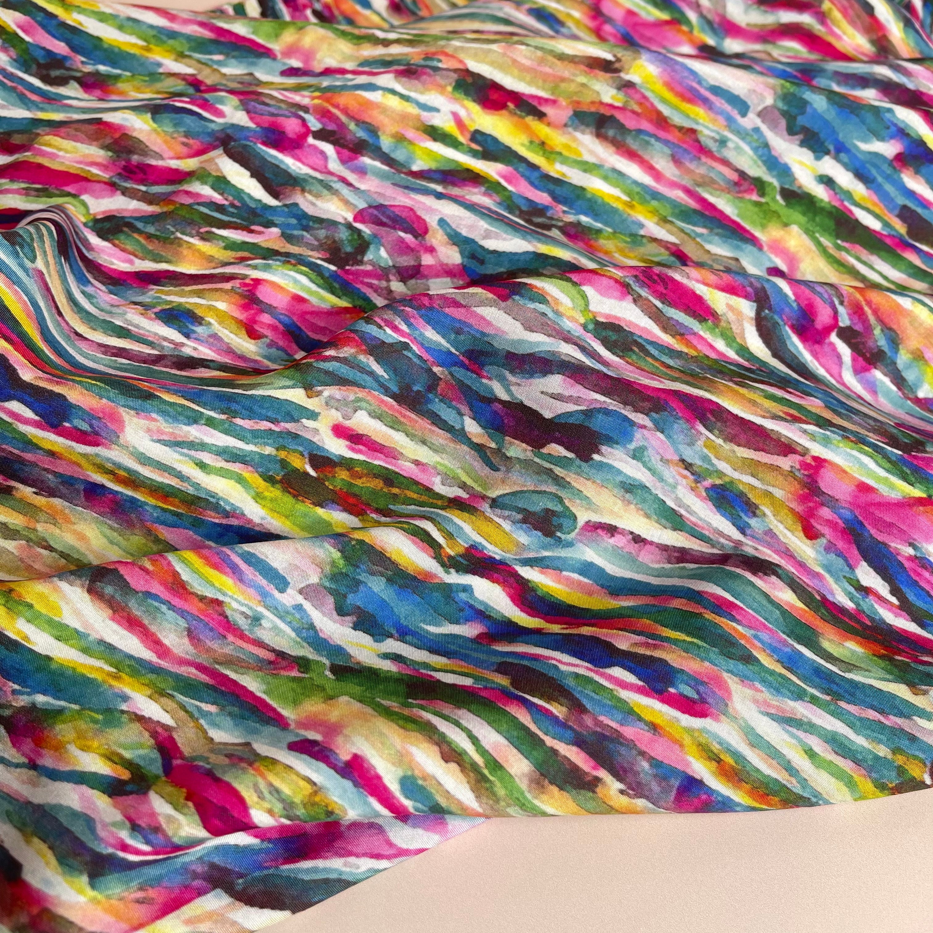 Vibrant Waves Viscose Fabric