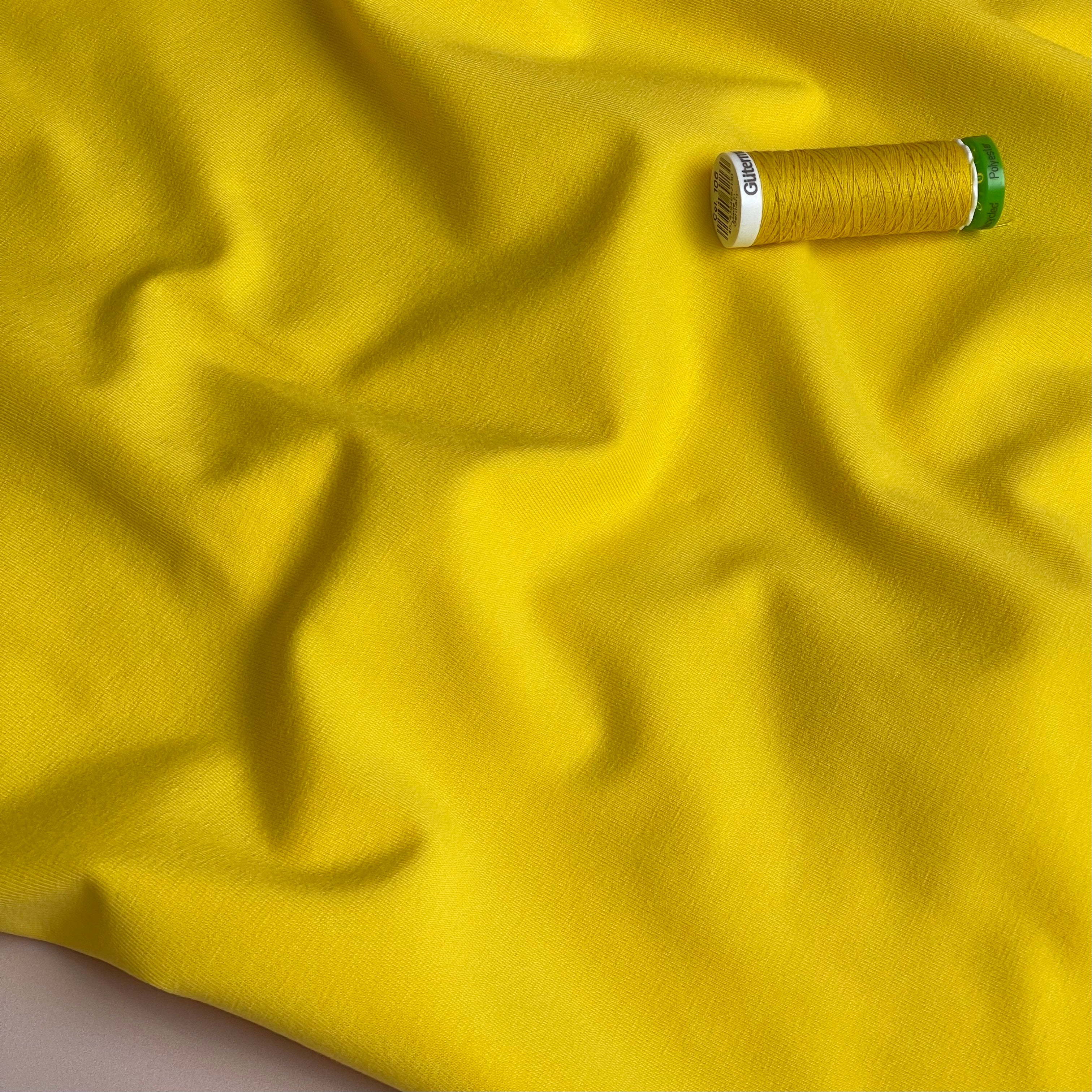 Essential Chic Sunny Yellow Plain Cotton Jersey Fabric