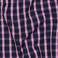 Boho Chevron Checks Navy Yarn Dyed Cotton Jacquard