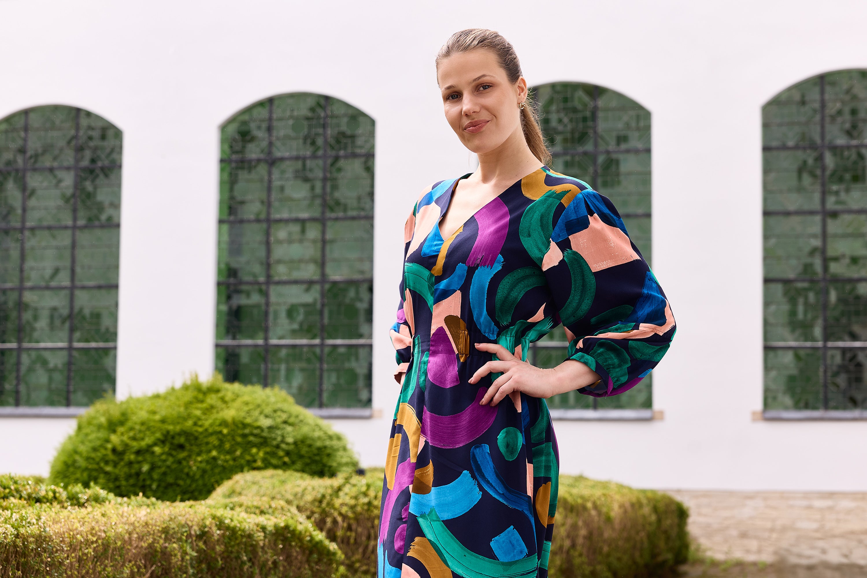 Atelier Jupe - Colourful Graphic Print Viscose Fabric