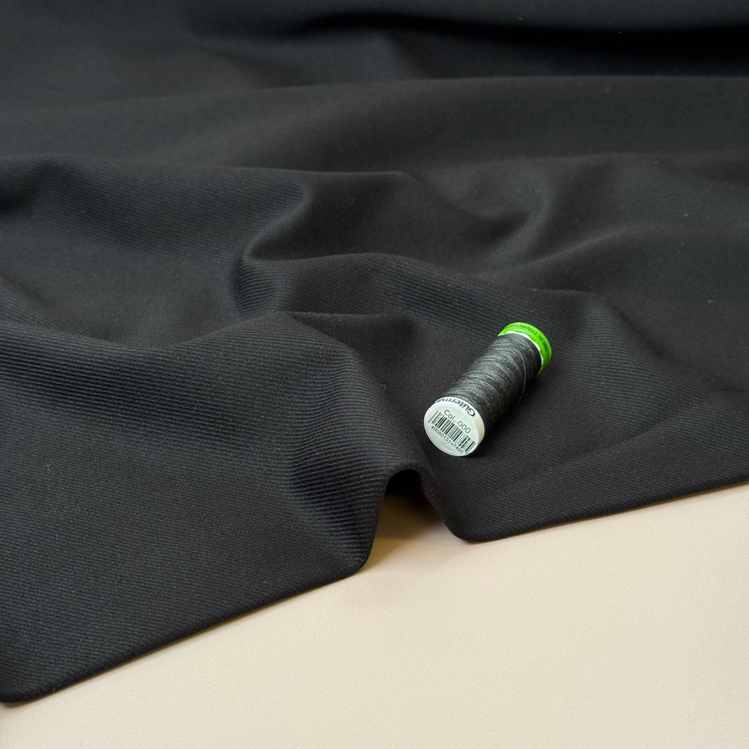 Black Ponte Roma Twill Double Knit Fabric