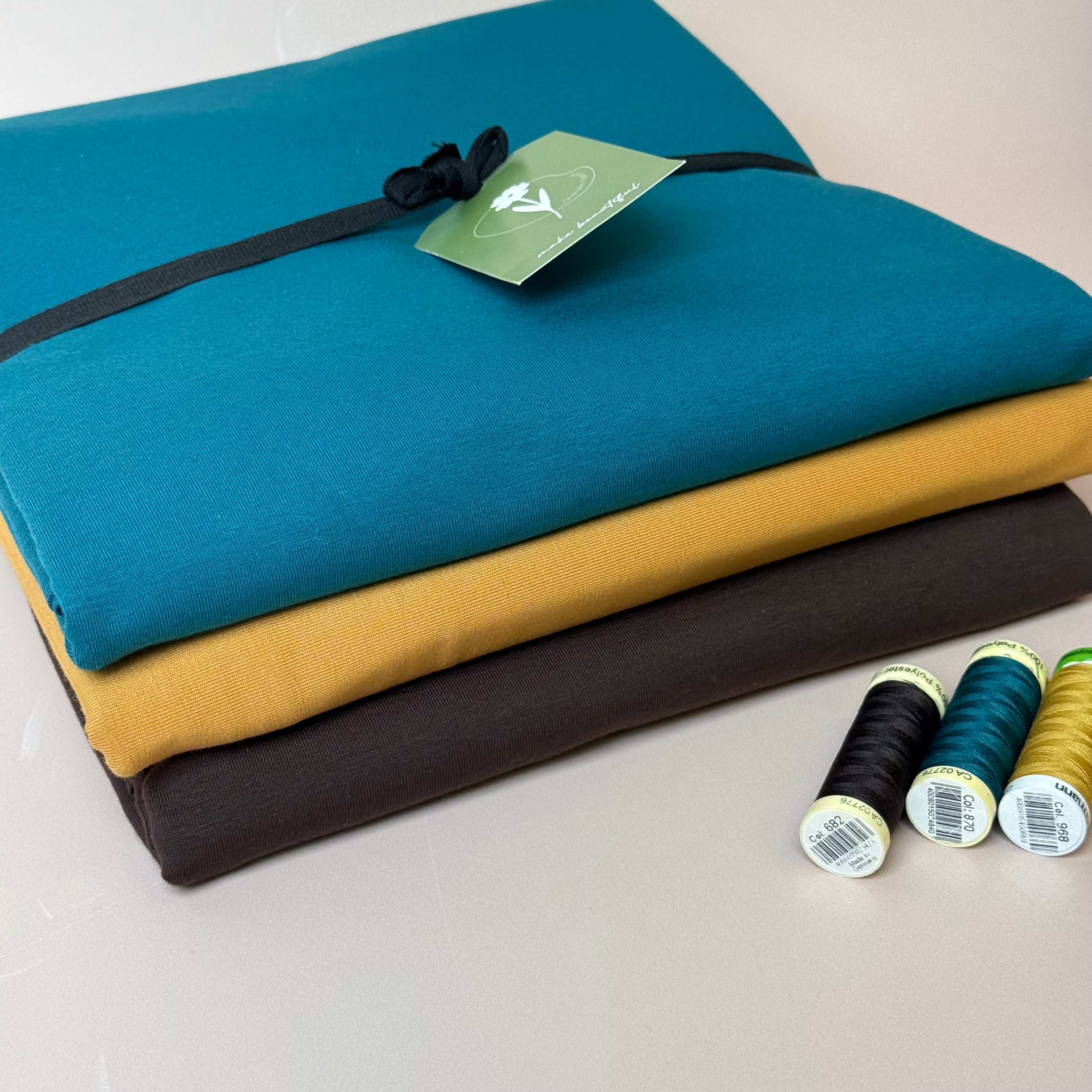 Colour Bundles - Brown & Teal Essential Chic Cotton Jersey Fabrics
