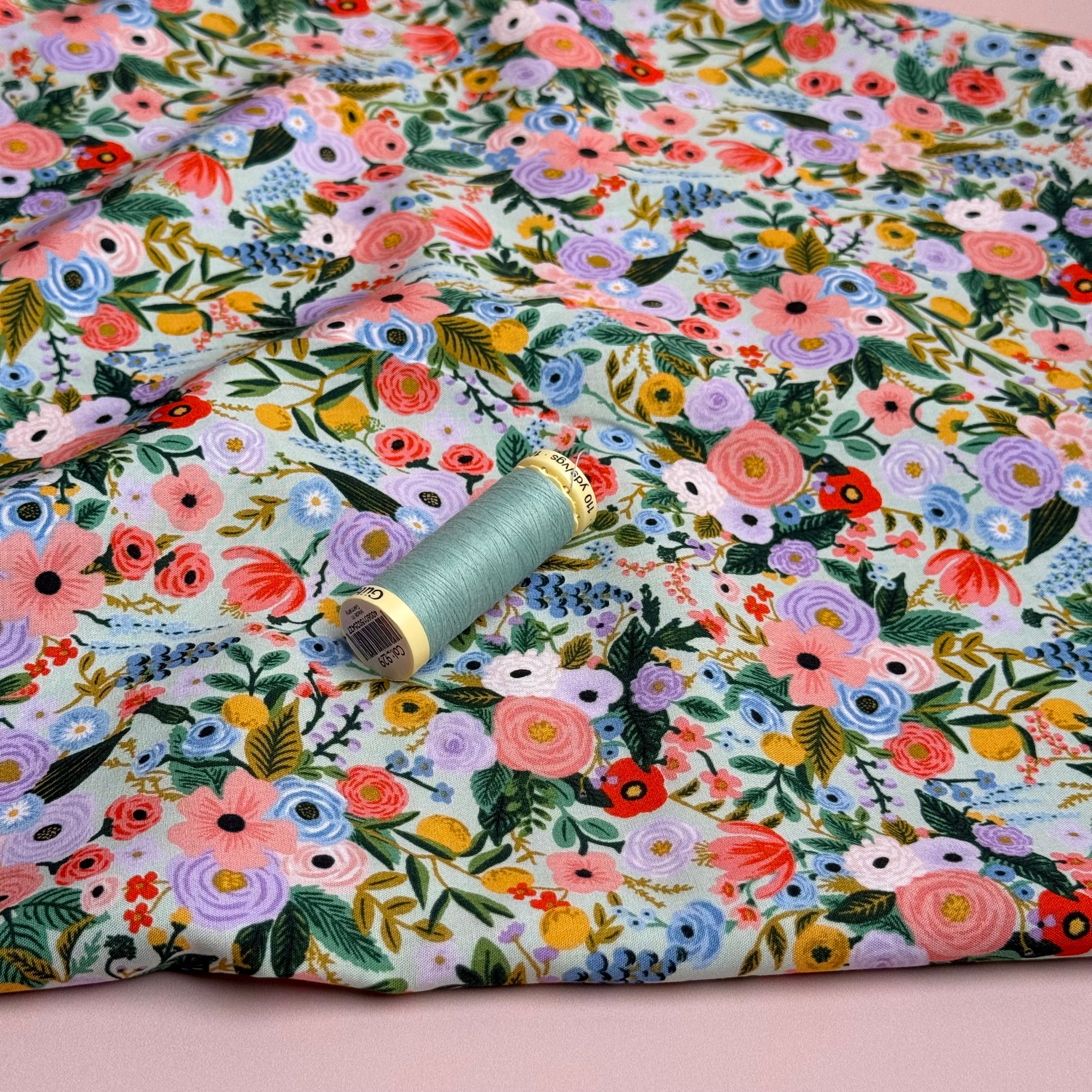 Rifle Paper Co -  Petite Garden Party in Mint Rayon Fabric