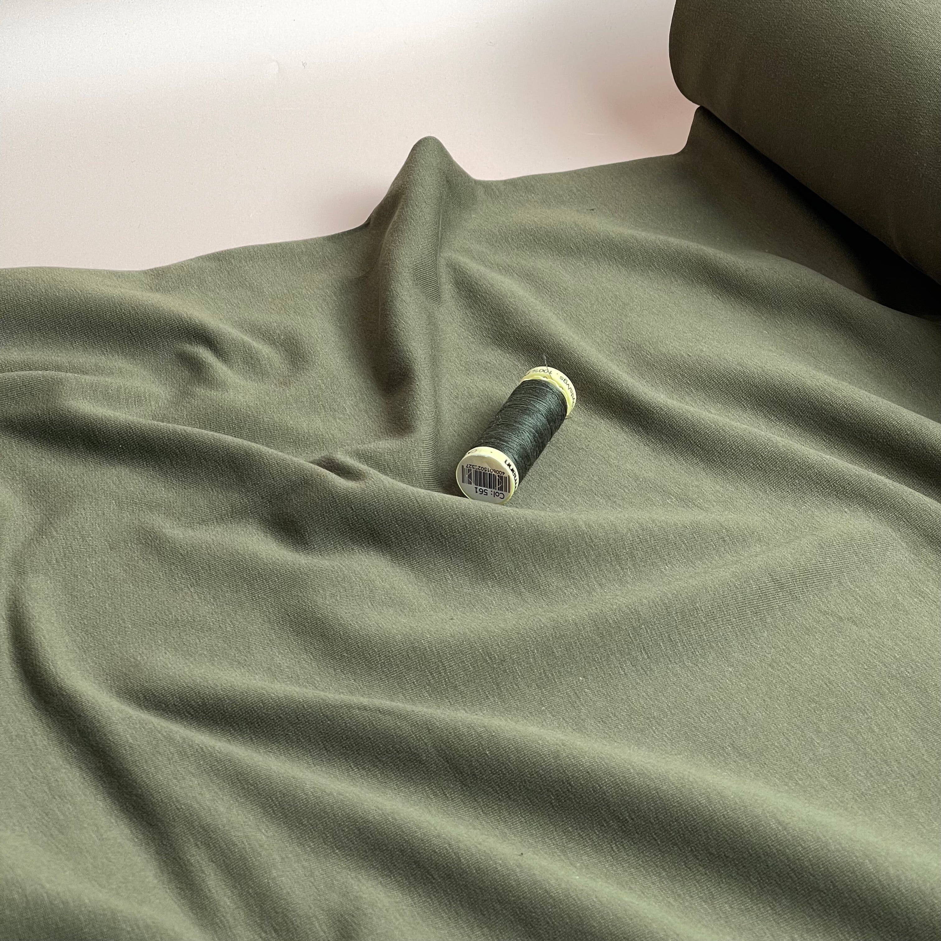 Brushed Cotton Sweat-shirting in Burnt Olive