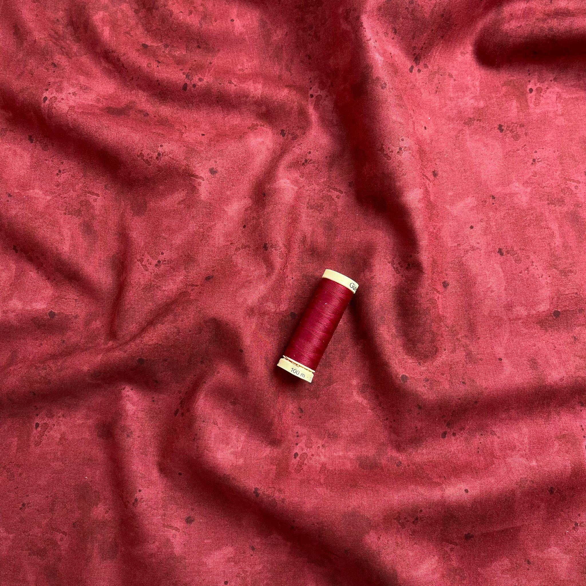 Merlot Red Watercolour Cotton Poplin Fabric