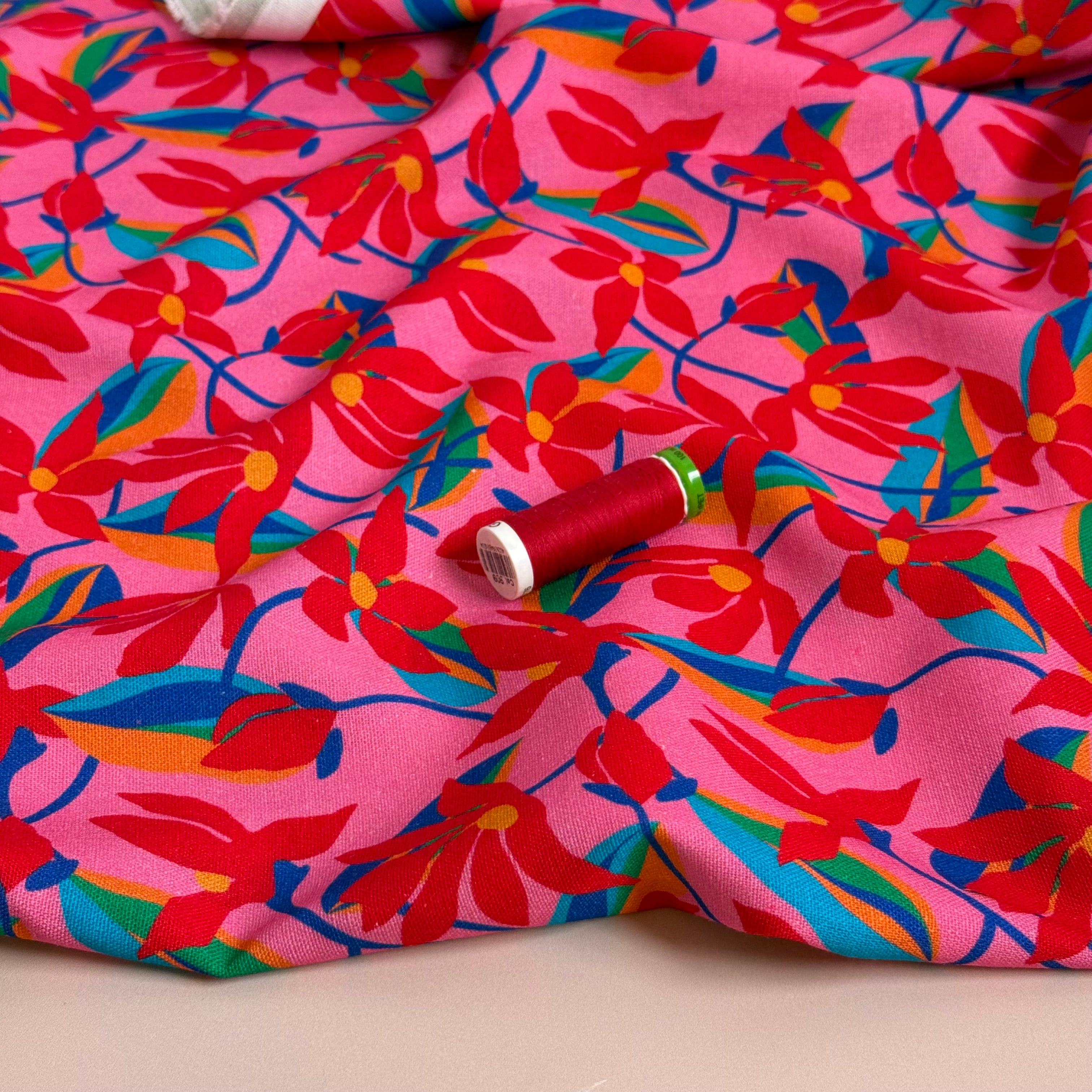 Floral Vines Viscose Linen Fabric