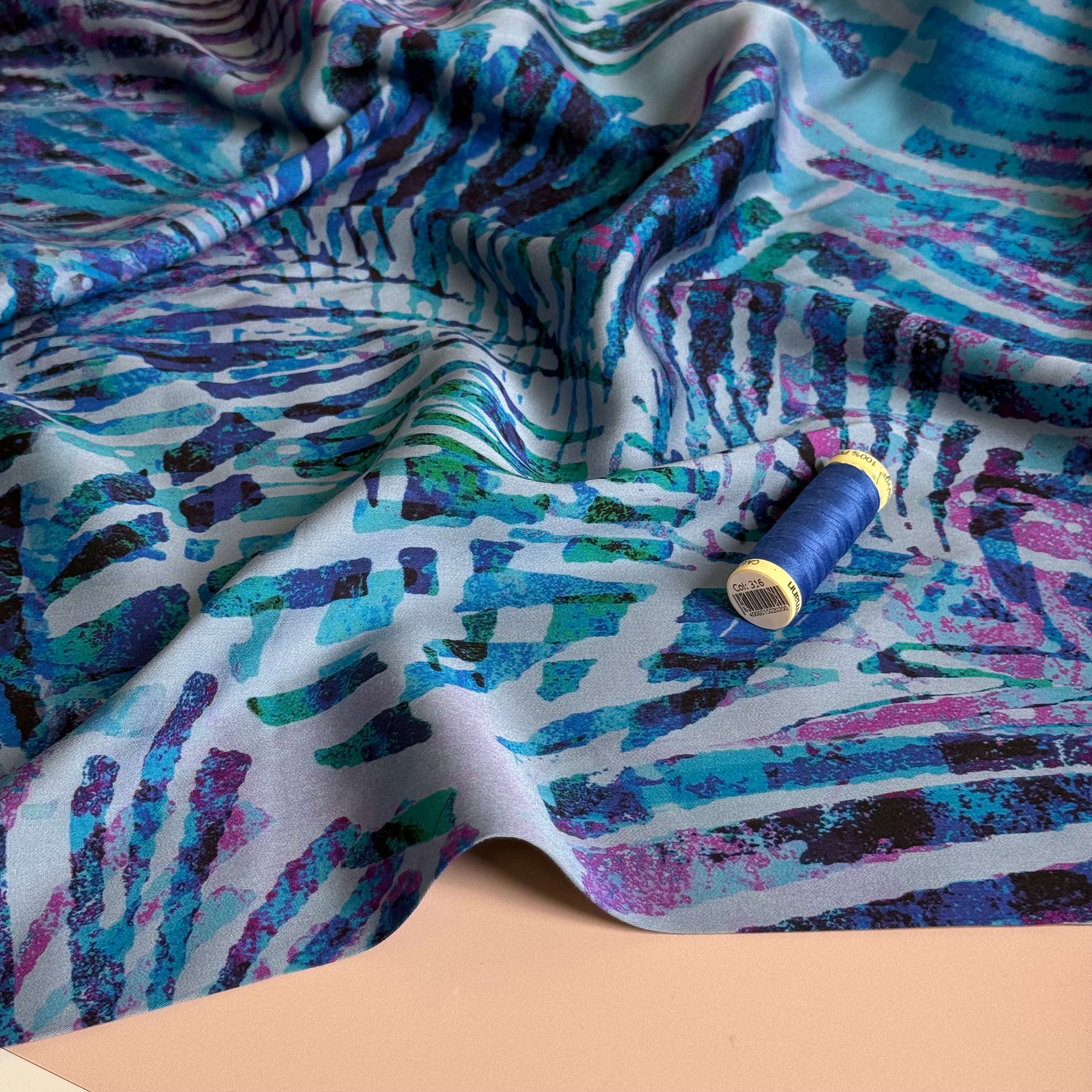 Shadow Leaves Viscose Sateen Fabric