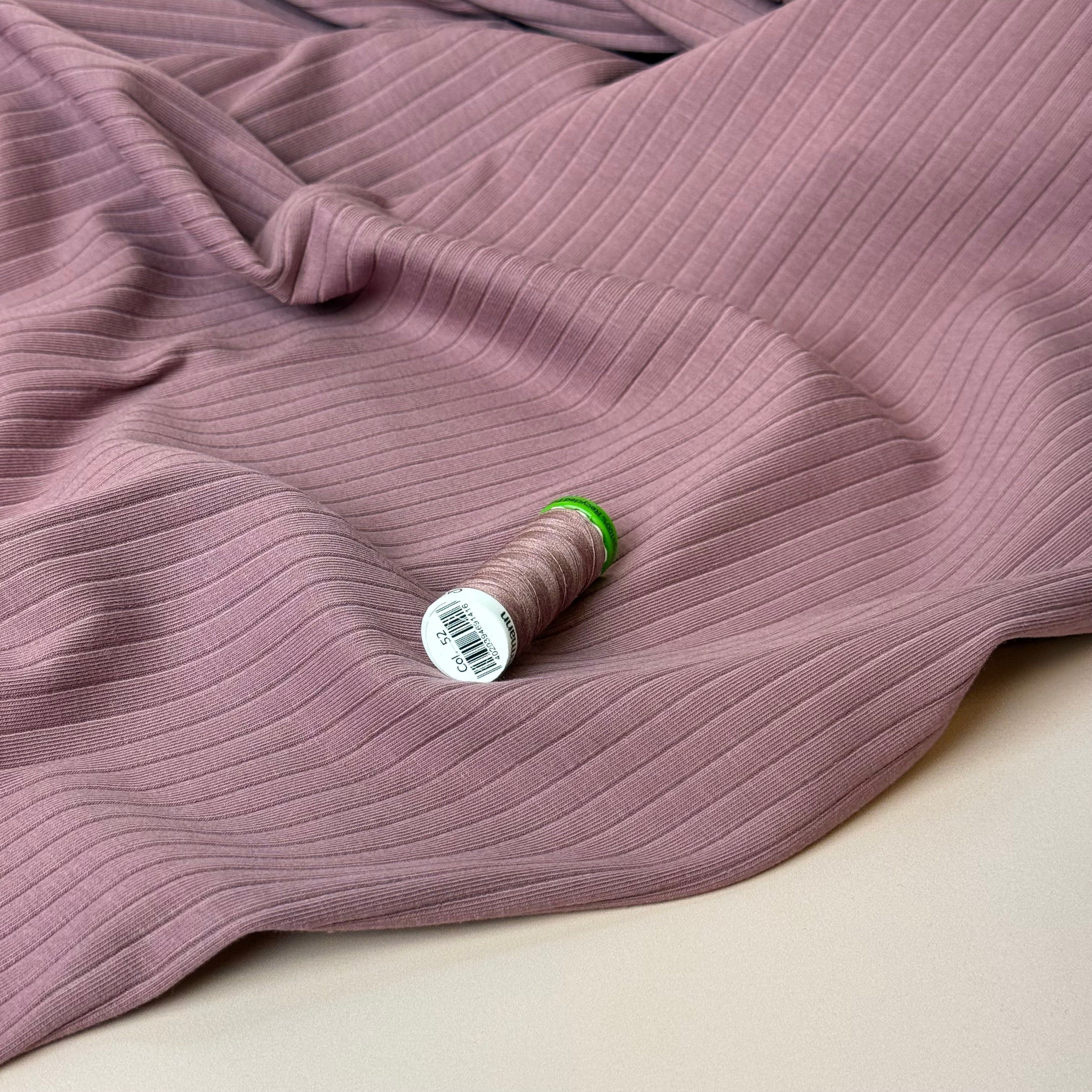 Wistful Mauve Cotton Ribbed Jersey
