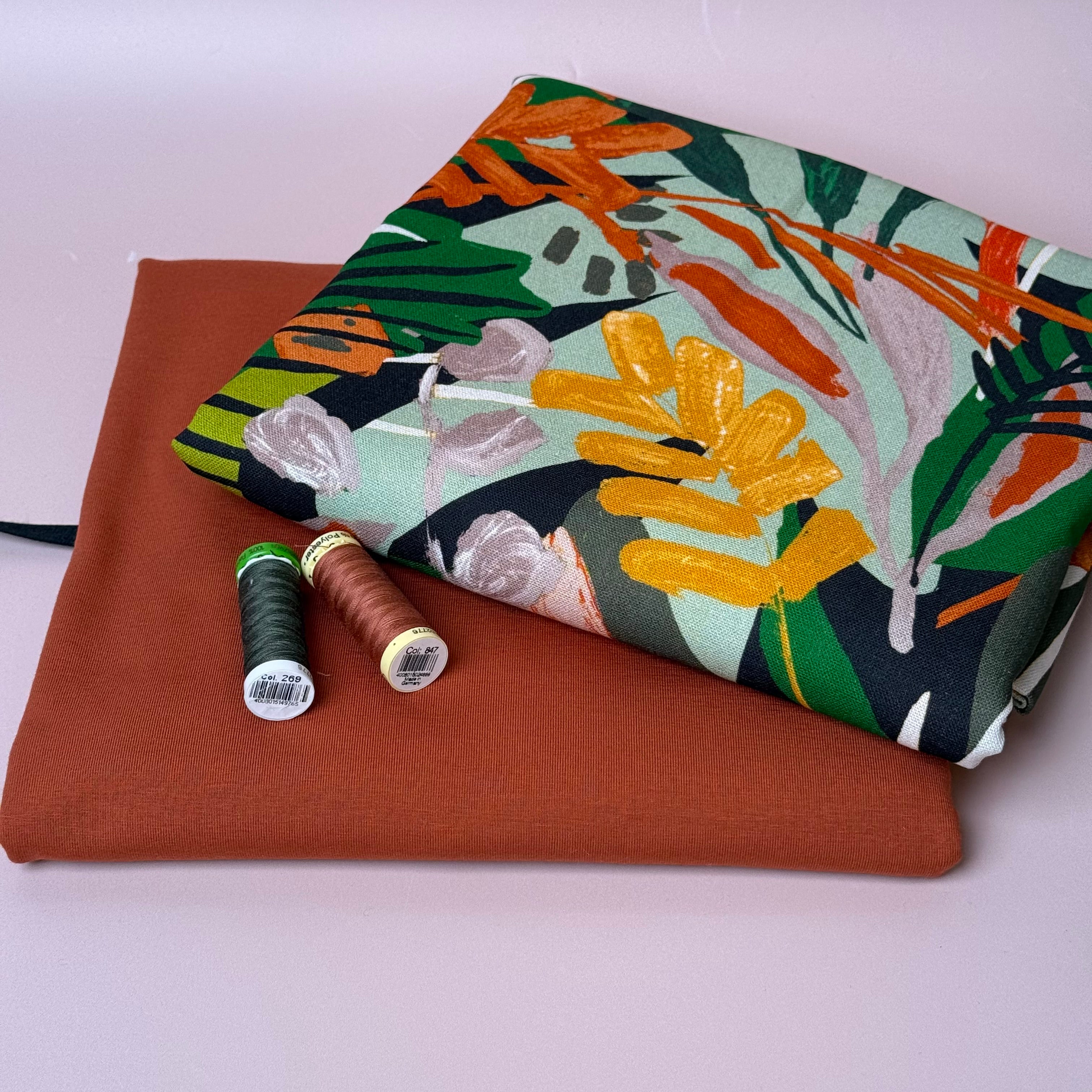 Make An Outfit Colour Bundle and Sewing Kit - Skyline Tee in Cotton Jersey and Spring Trousers in Tropical Linen