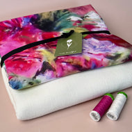 Make an Outfit Colour Bundle - Abstract Watercolour Florals Viscose with Off-White Flow Linen Blend