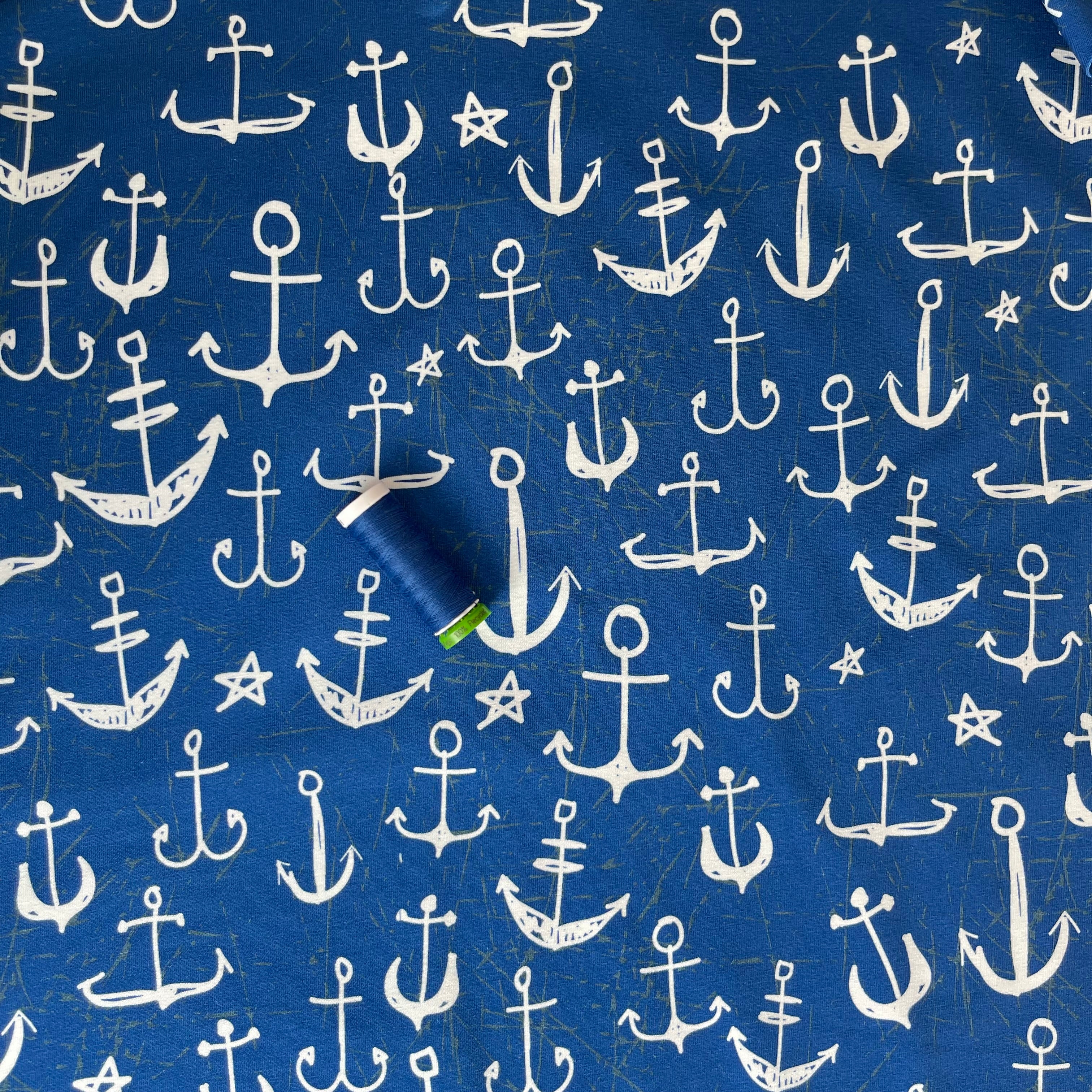 Danish Design - Anchors Blue Cotton Jersey Fabric