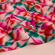 Liquid Gems on Pink Pure Linen Fabric
