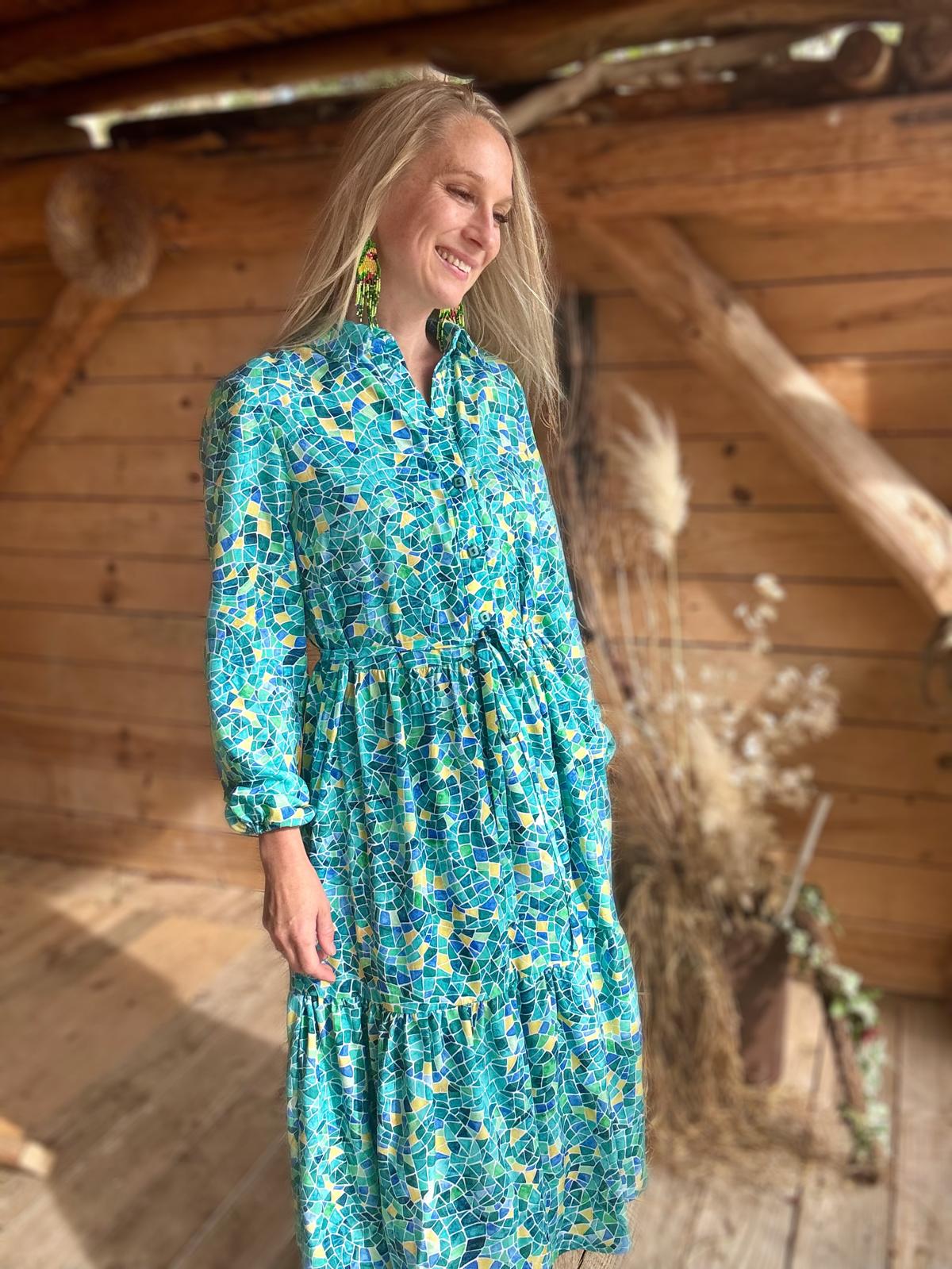 Sewing Kit - Lyra Shirt Dress in Mosaics Viscose (Multiple Colours)