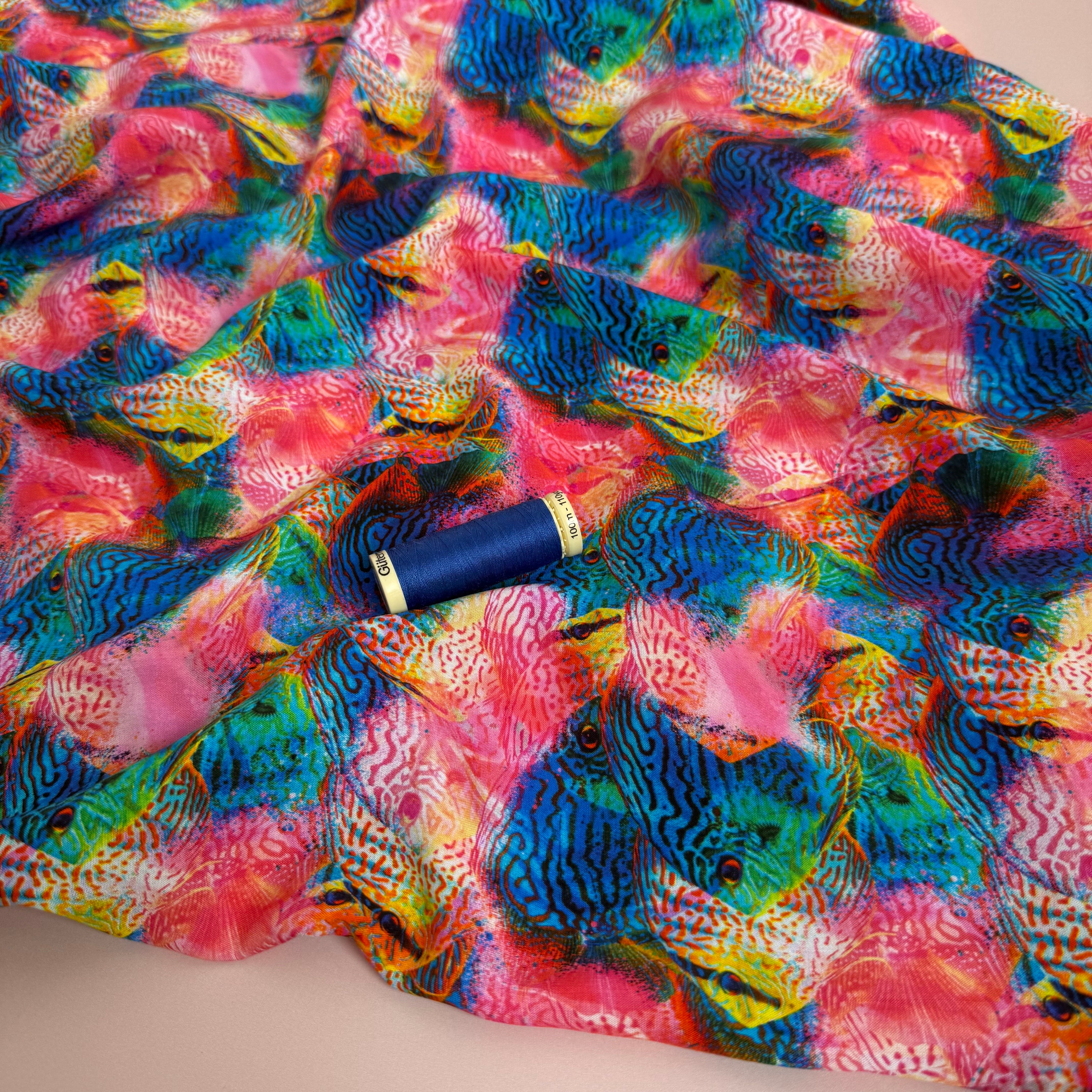 Tropical Fish Viscose Poplin Fabric