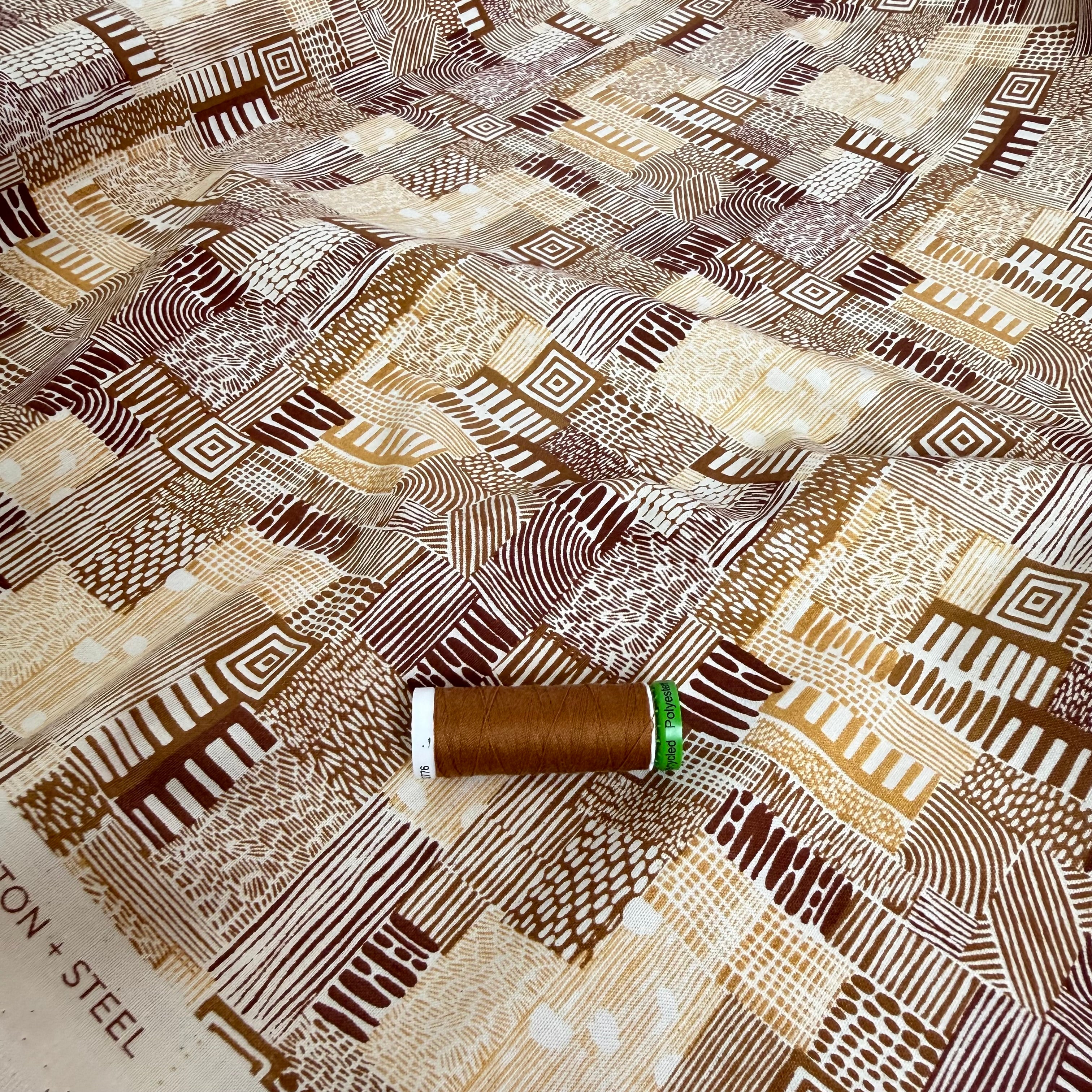 Cotton and Steel - Plots in Gold Sand Japanese Unbleached Cotton