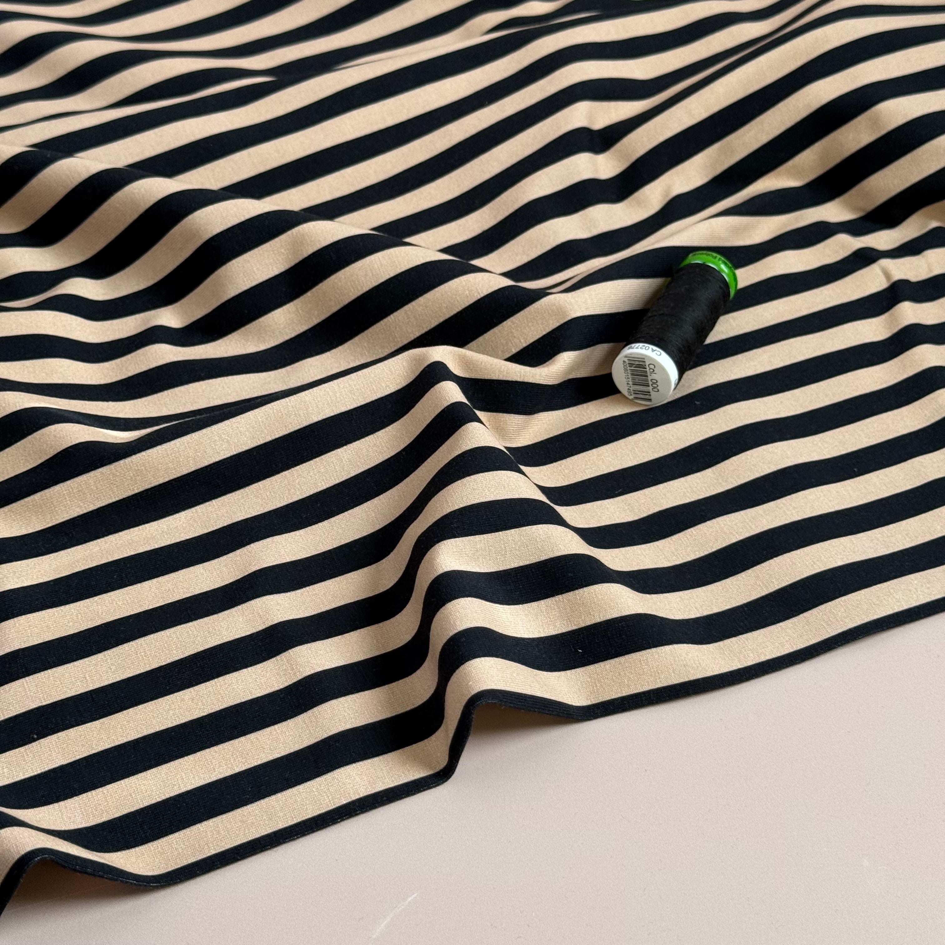 Danish Design - Two-toned Stripes Neutral Cotton Jersey