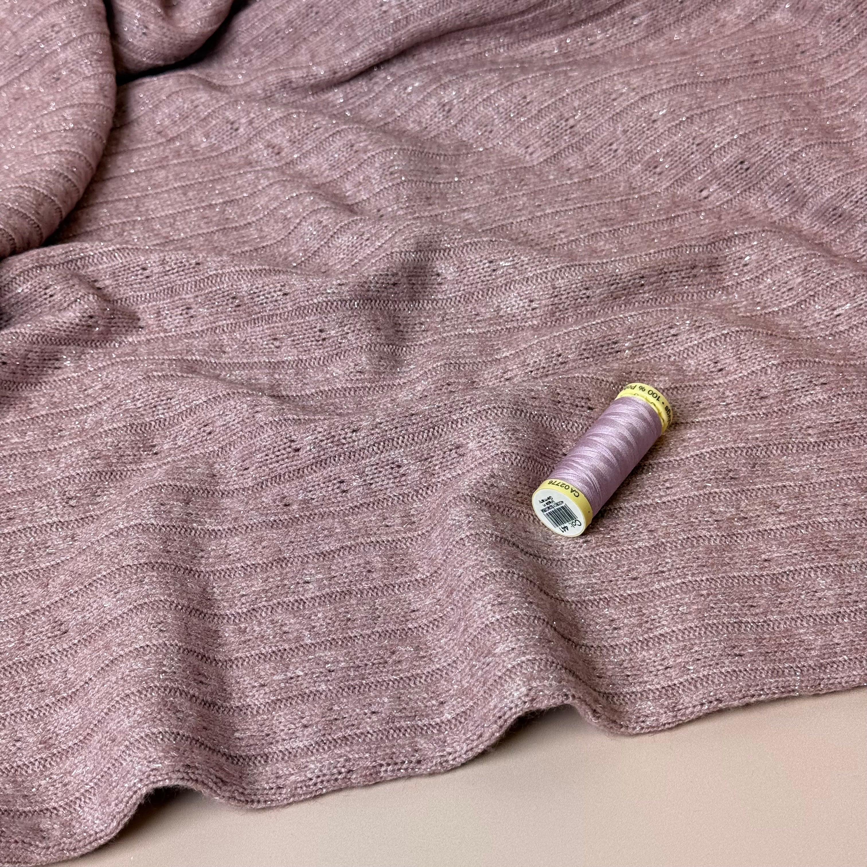 Sparkle Viscose Blend Cable Sweater Knit in Rose