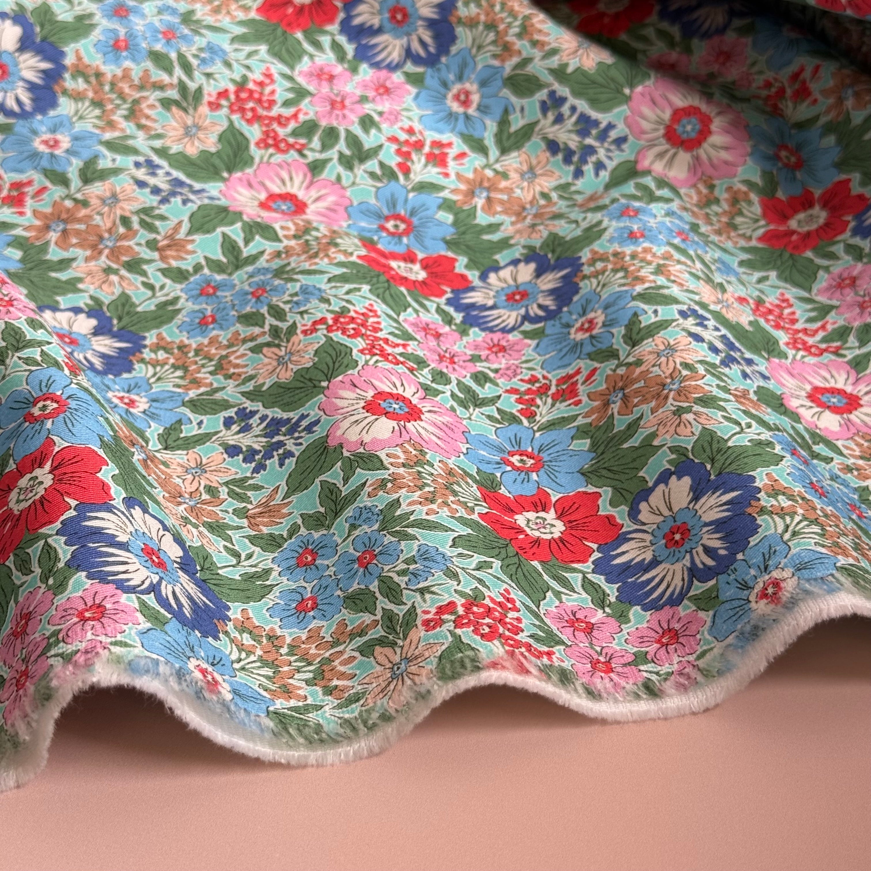 Spring Meadow Mint Canvas Gabardine Twill
