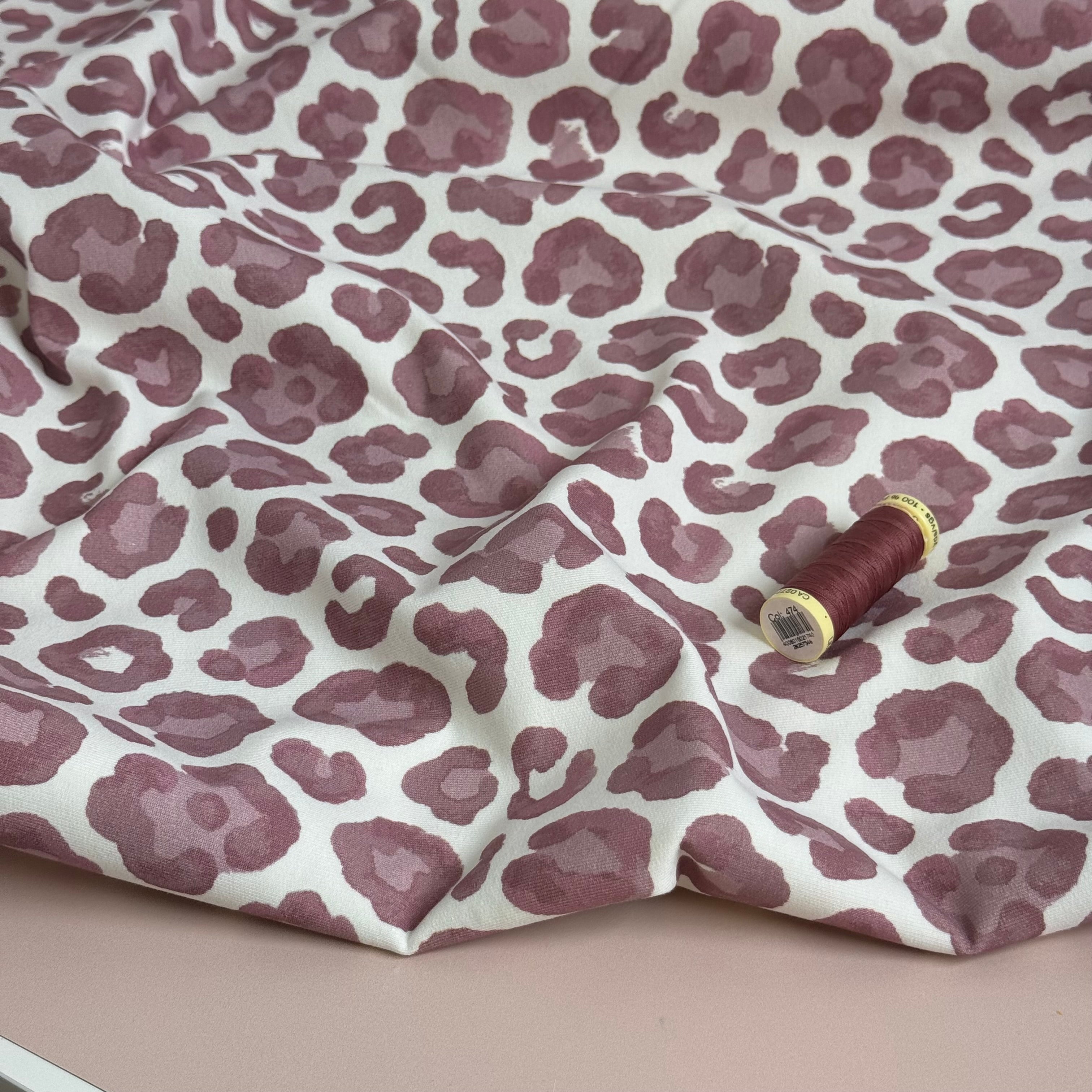 Leopard Print Pink GOTS Organic Cotton French Terry