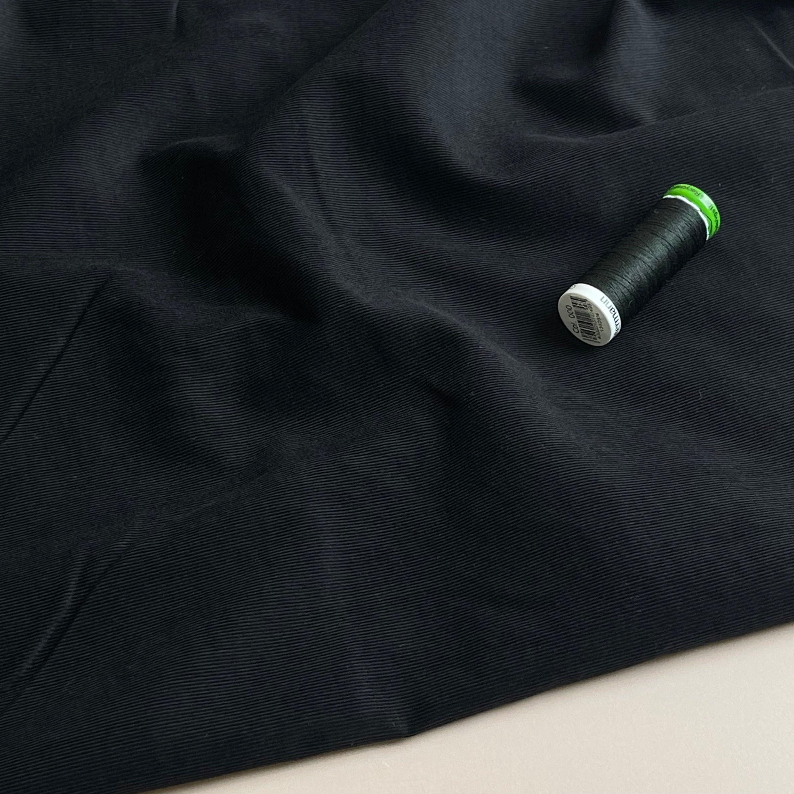 28 Wale Pure Cotton Needlecord in Black