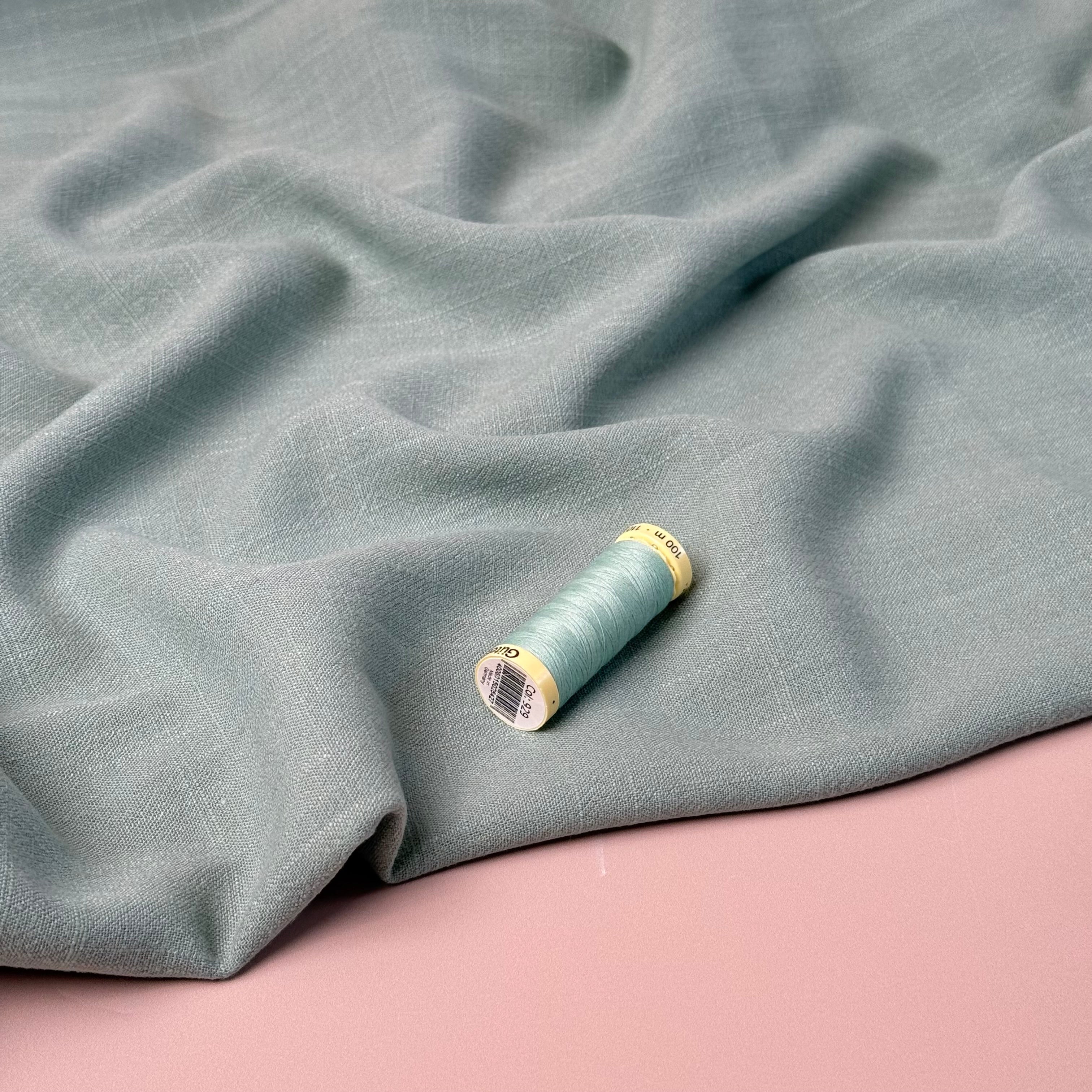 Flow Soft Sage Green Viscose Linen Blend Dress Fabric