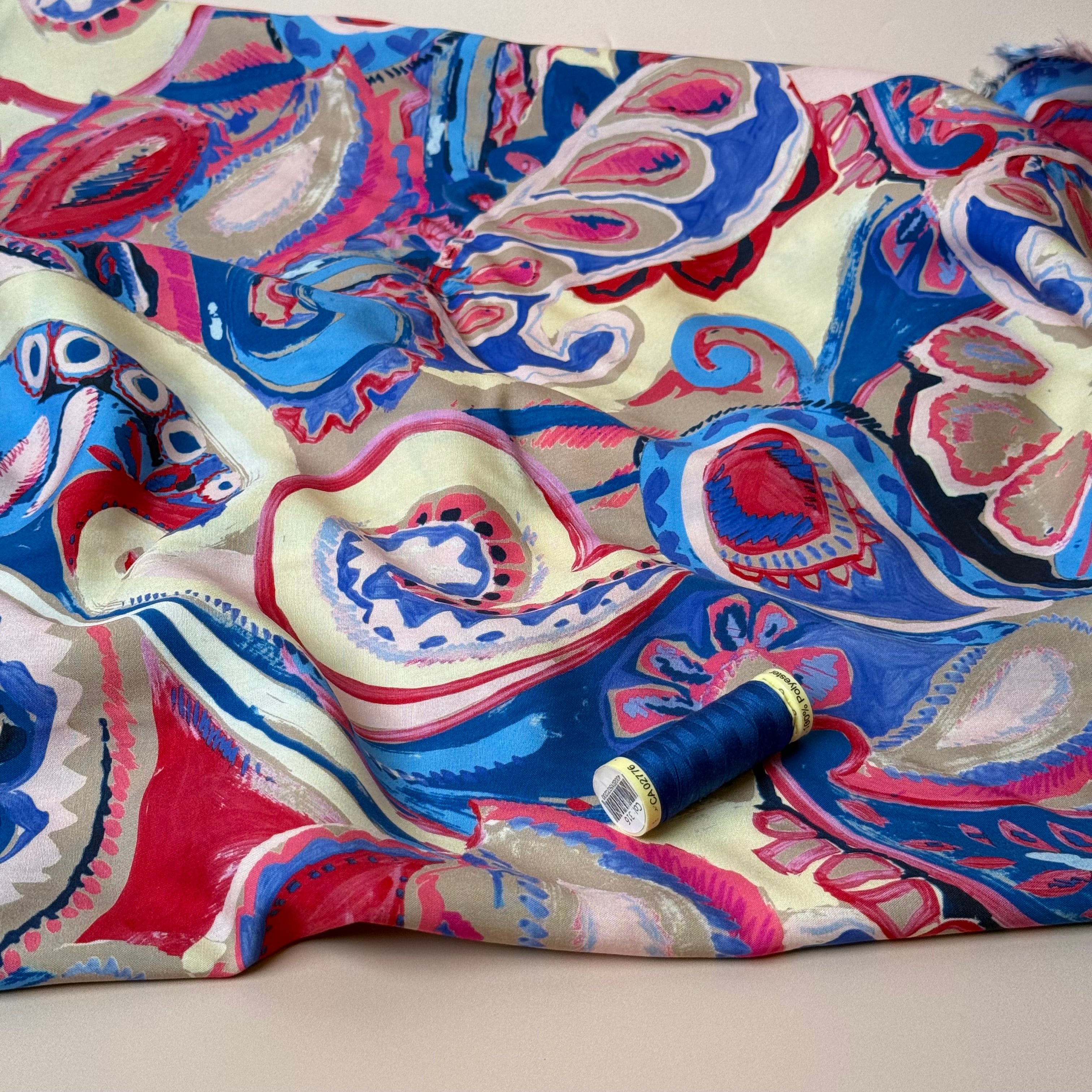 Painted Paisley Viscose Poplin Fabric