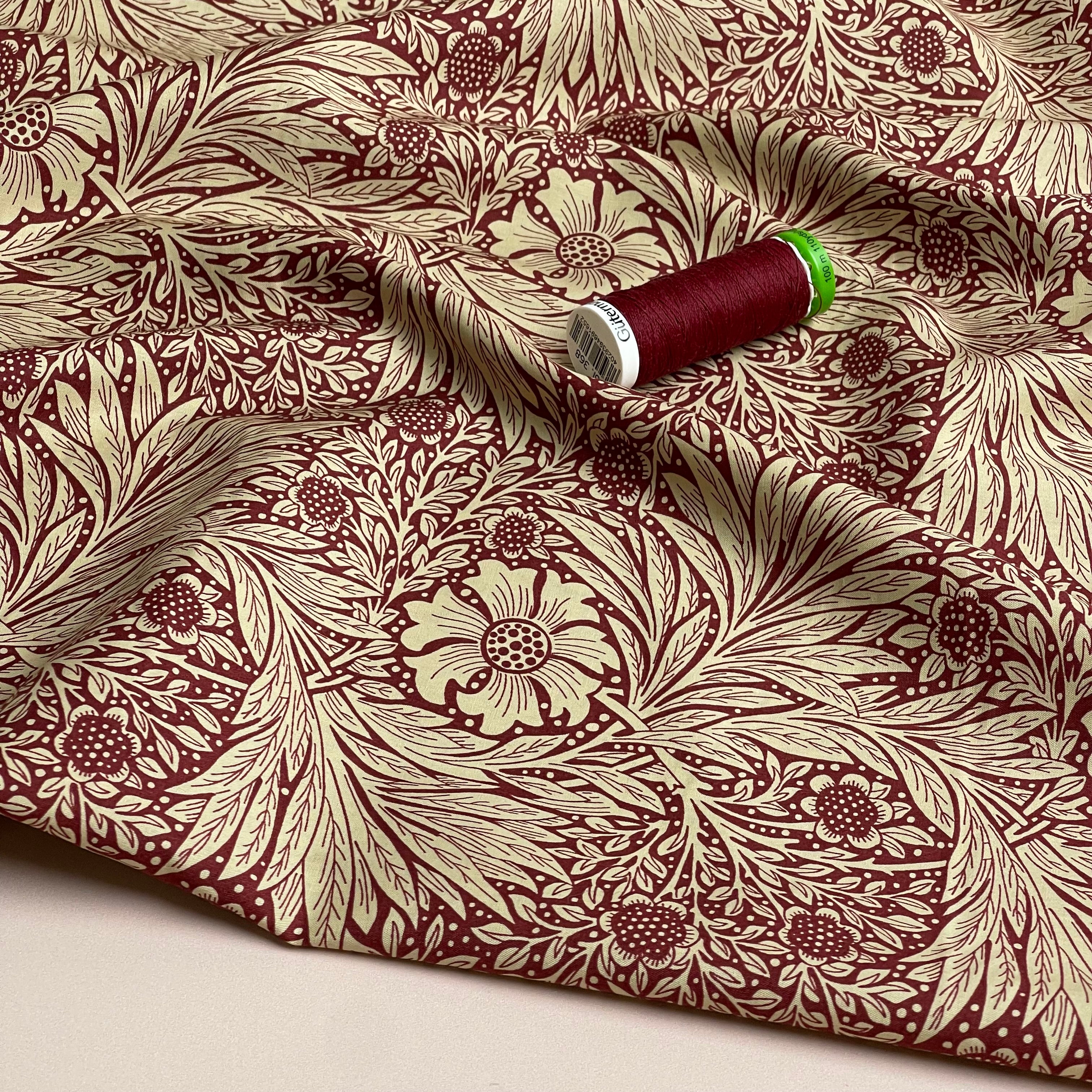 Victoria Burgundy Cotton Lawn Fabric