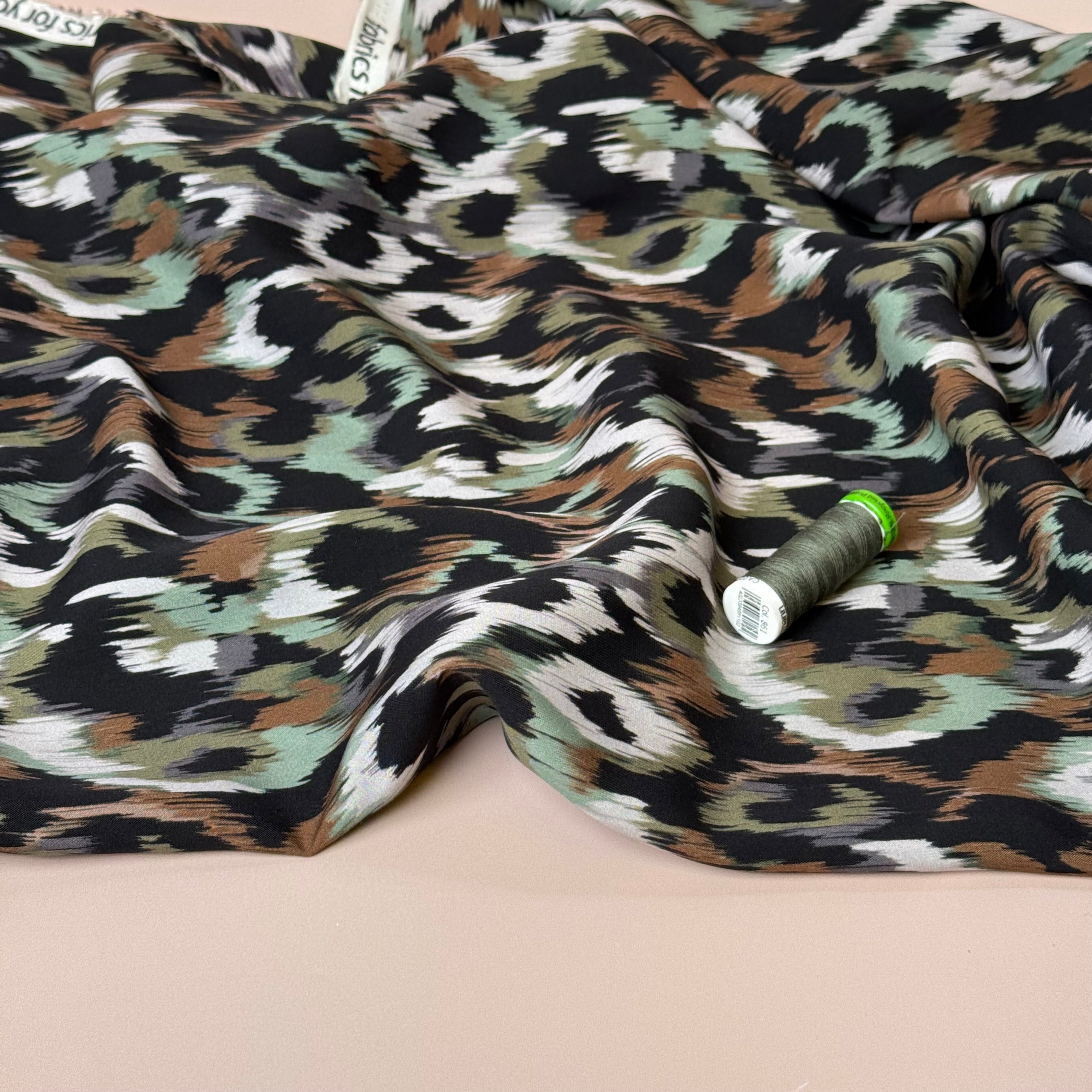 Abstract Animal Viscose Poplin Fabric