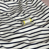 Yarn Dyed Navy Stripes on Ecru Cotton French Terry