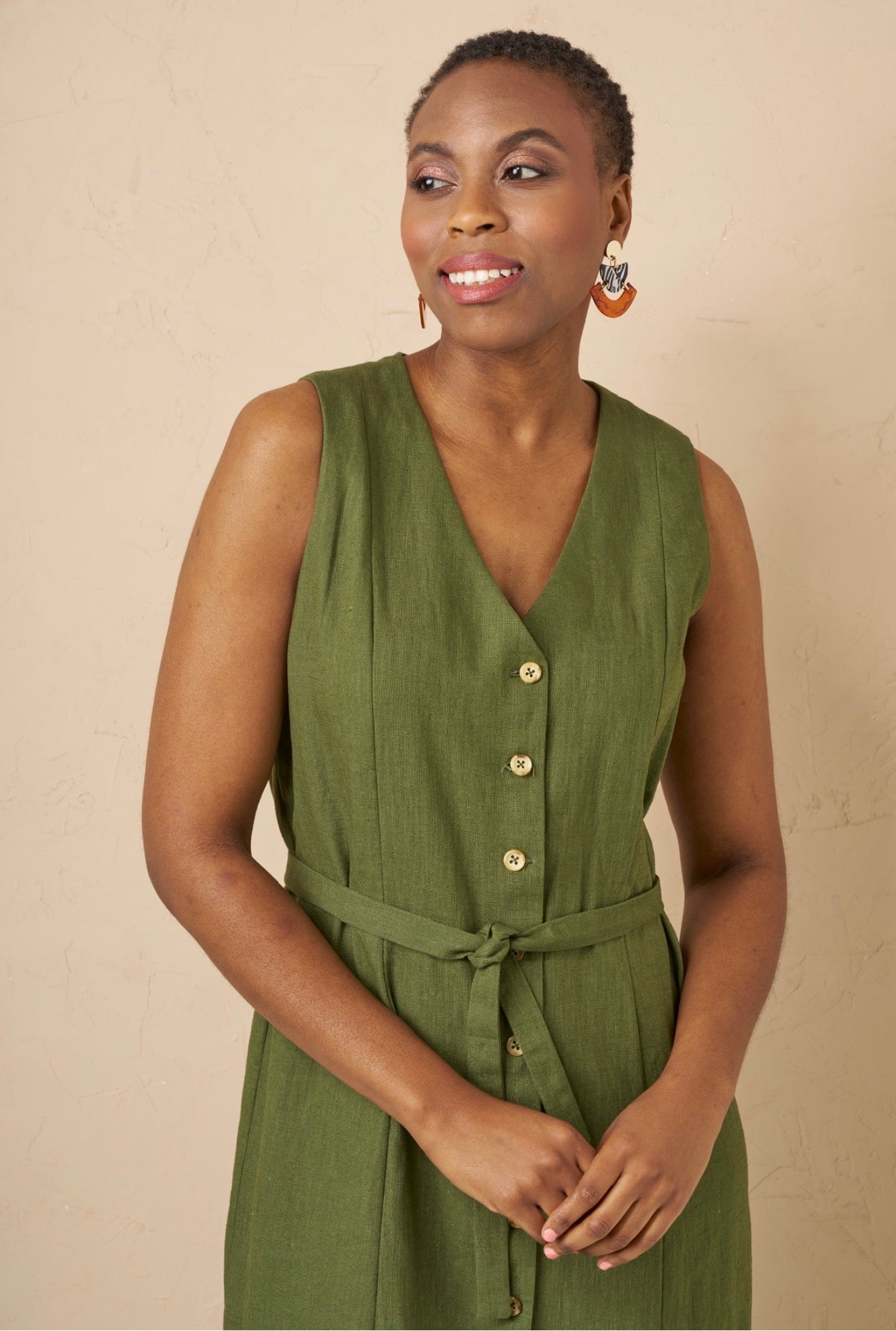 Breeze Olive Green - Enzyme Washed Linen Cotton Fabric