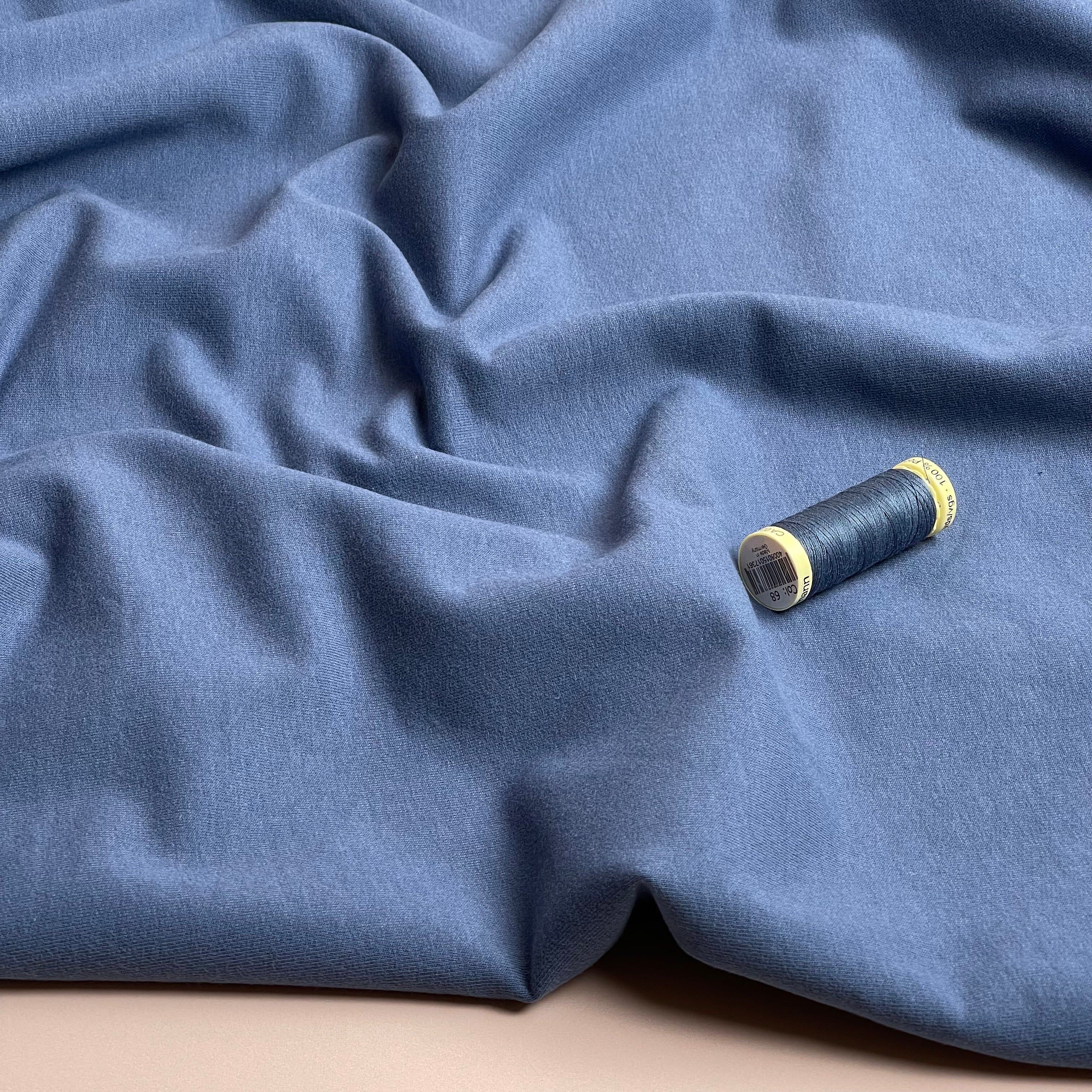 Peach Soft GOTS Organic Cotton Sweat-shirting in Denim Blue