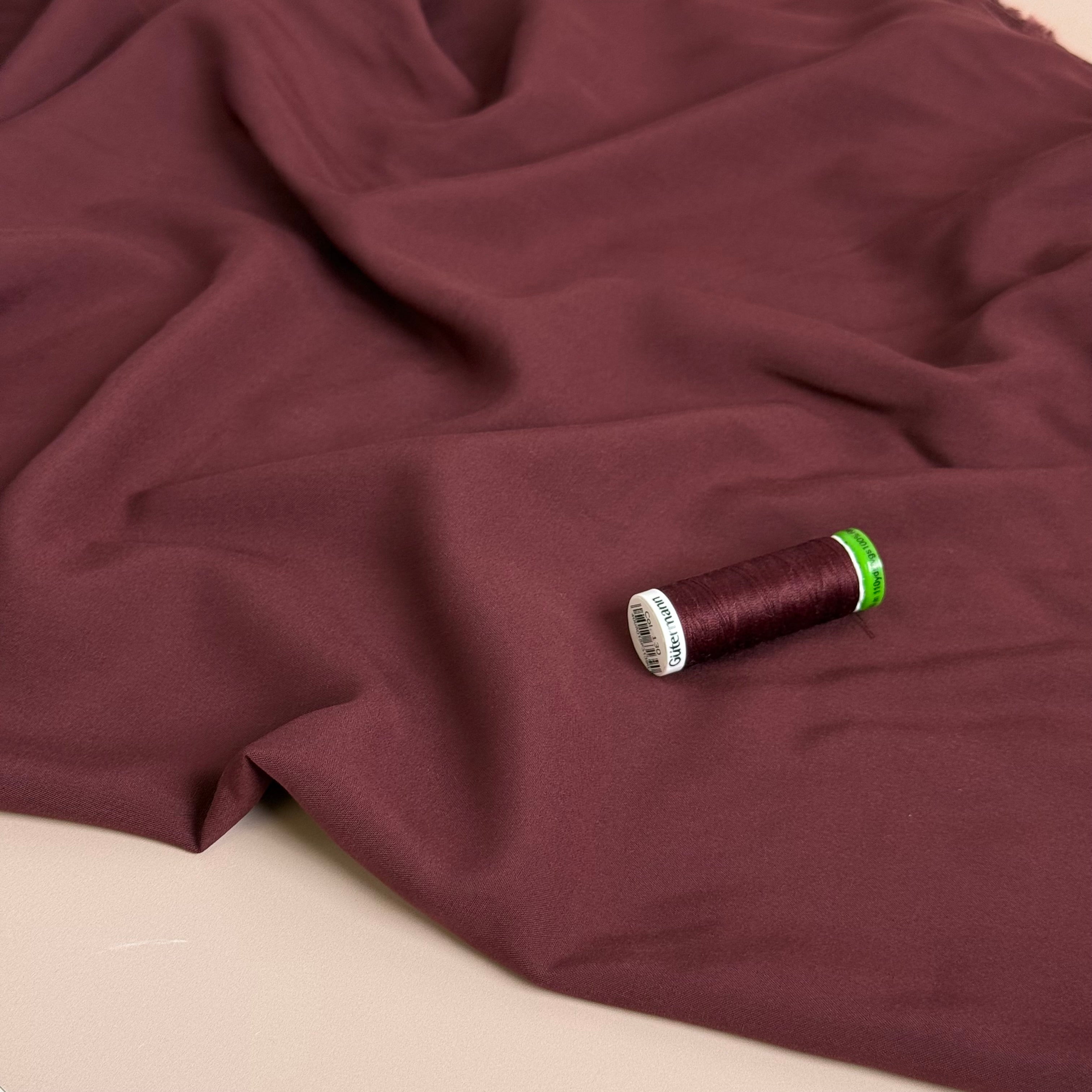 Elegance Burgundy Plain ECOVERO Viscose Fabric