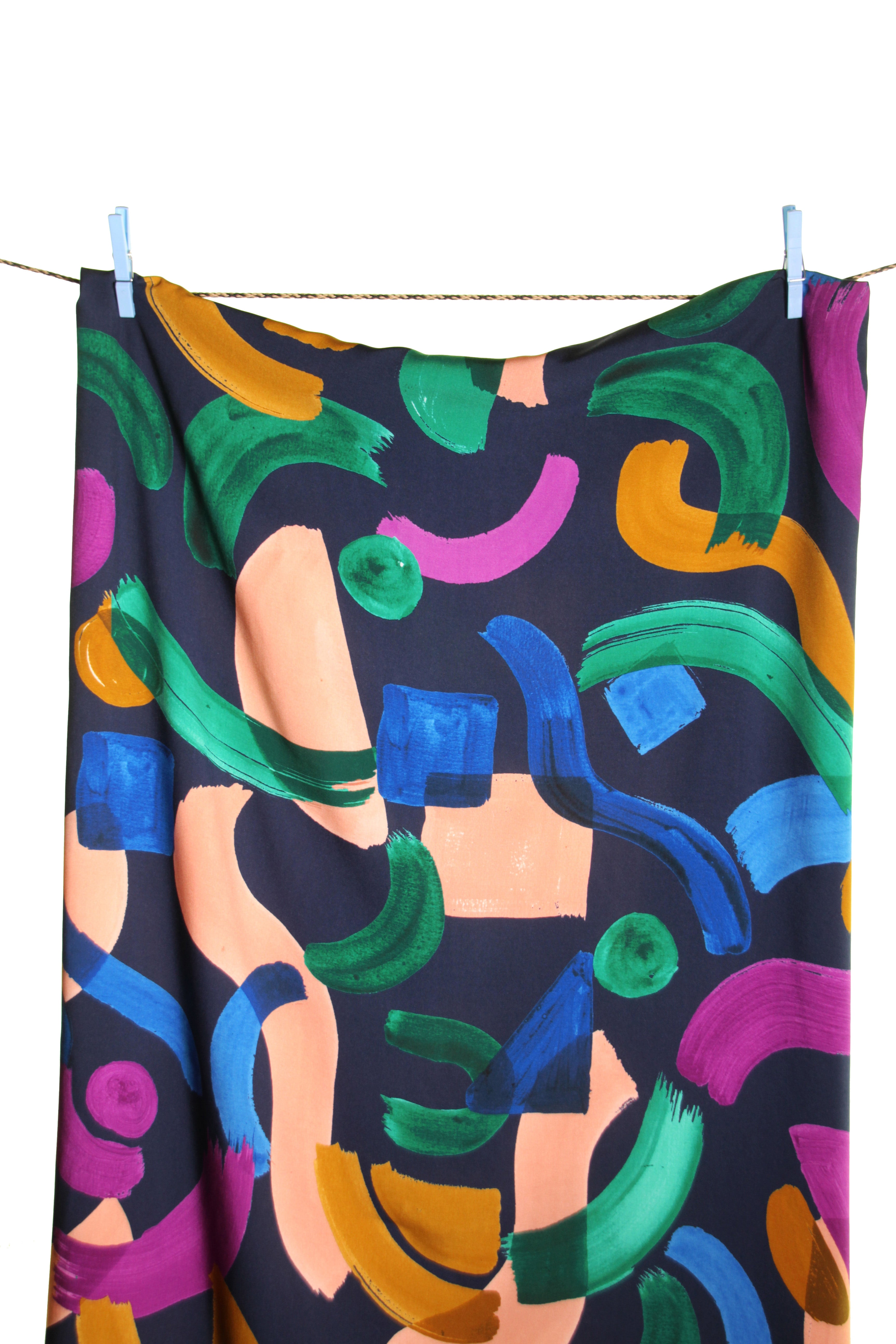 Atelier Jupe - Colourful Graphic Print Viscose Fabric