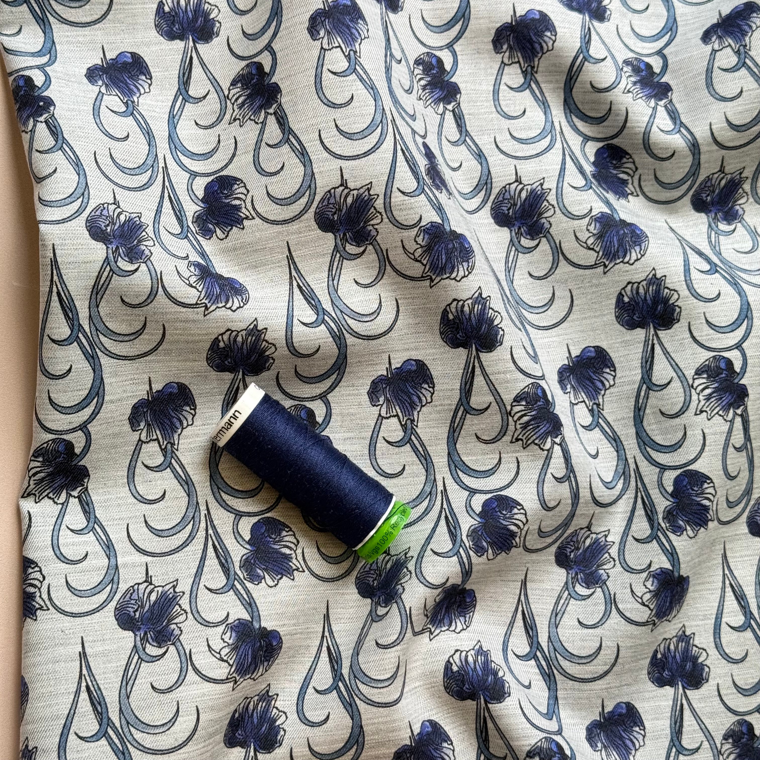 Ex-Designer Deadstock Blue Iris Fine Cotton Fabric