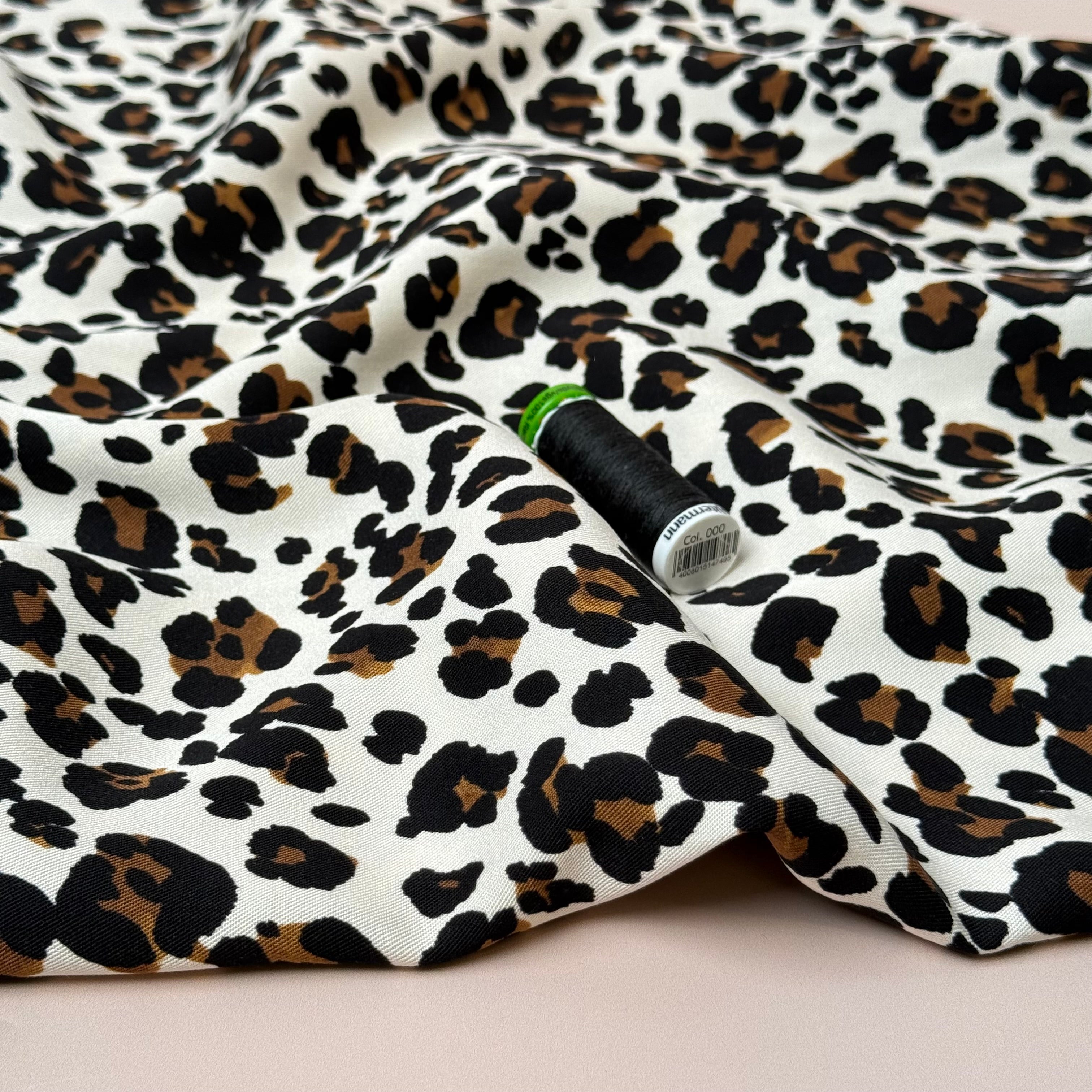 Leopard Off-White Viscose Twill