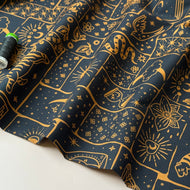 Boho Black Cotton Poplin Fabric