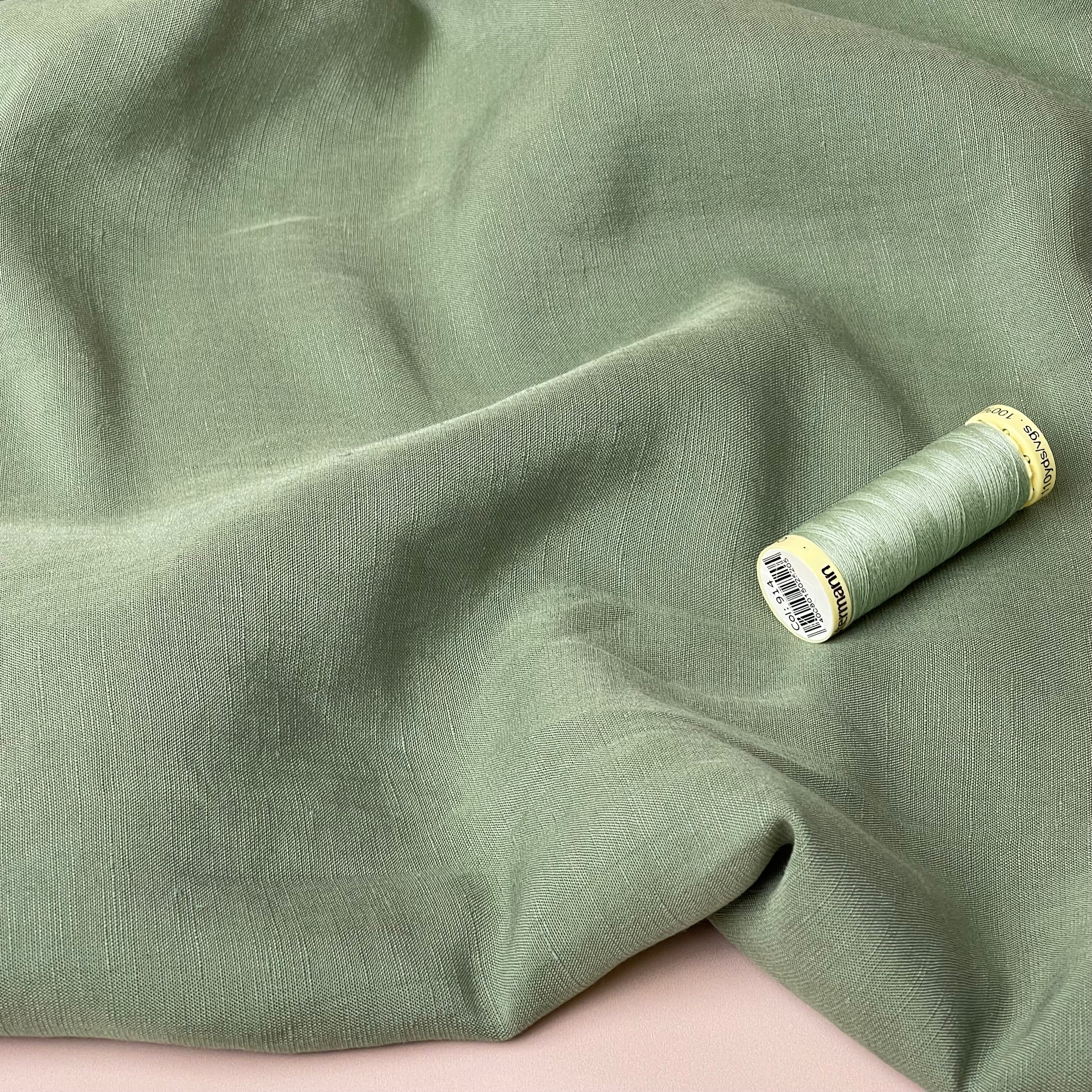 Lush Pea Green Light Viscose Linen Crepe Dress Fabric
