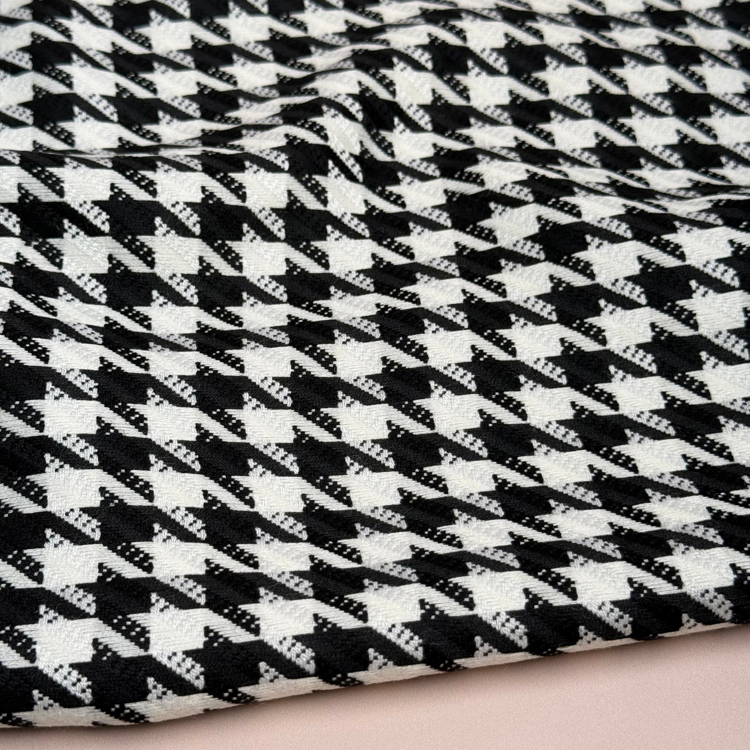 Pied De Poule Houndstooth Viscose Blend Trouser Fabric