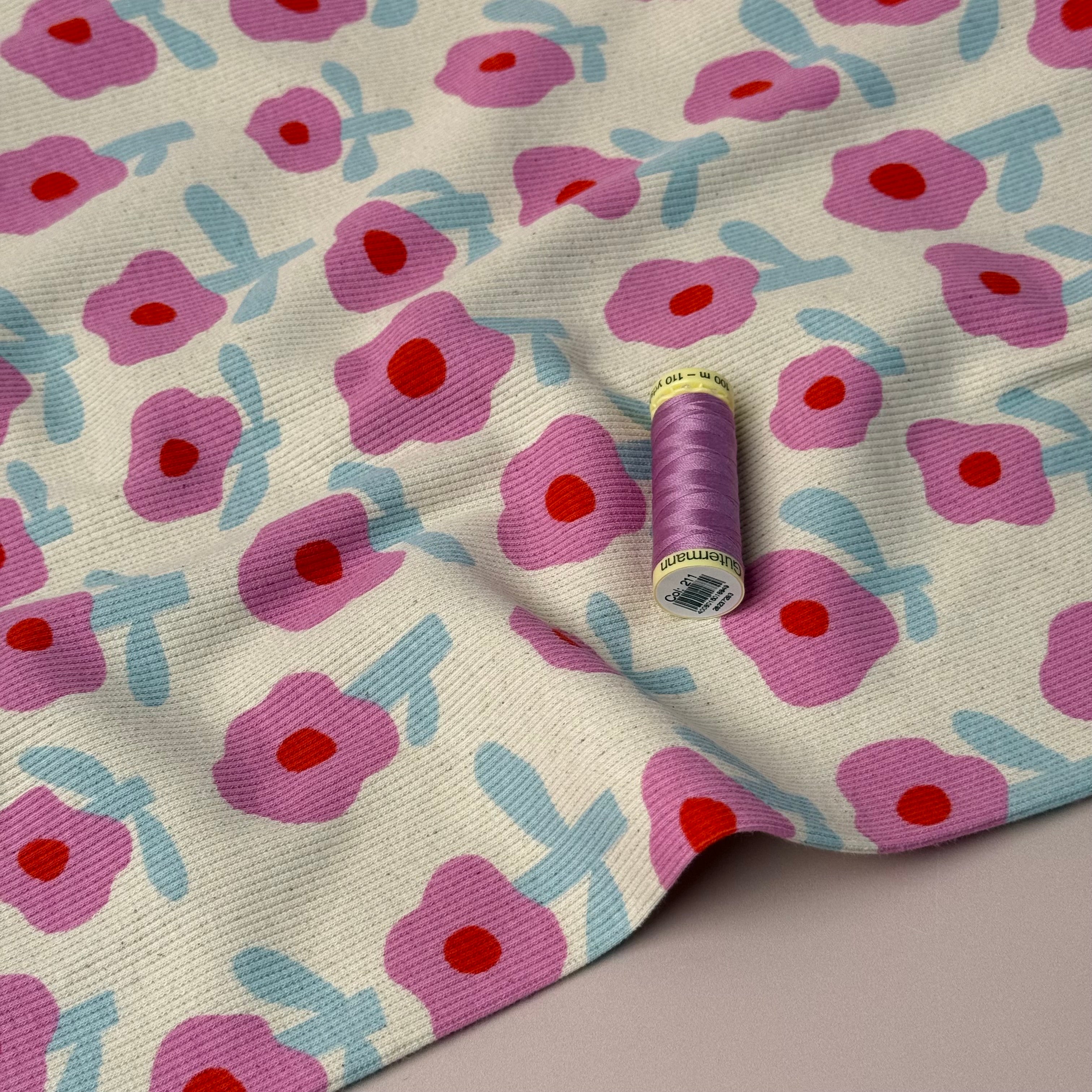 Natural Flowers Organic GOTS Cotton Ribbed Jersey