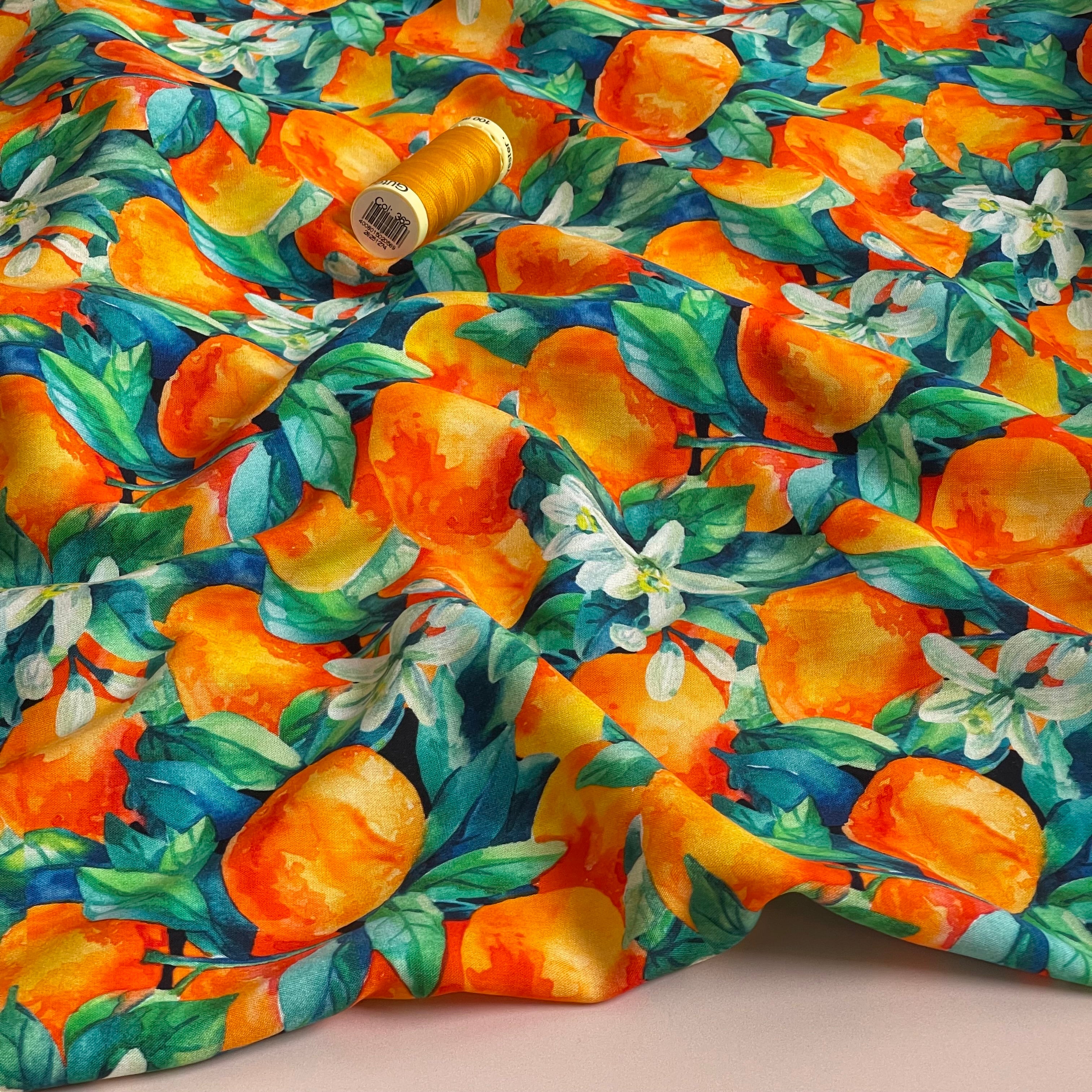 Citrus in Bloom Viscose Poplin Fabric