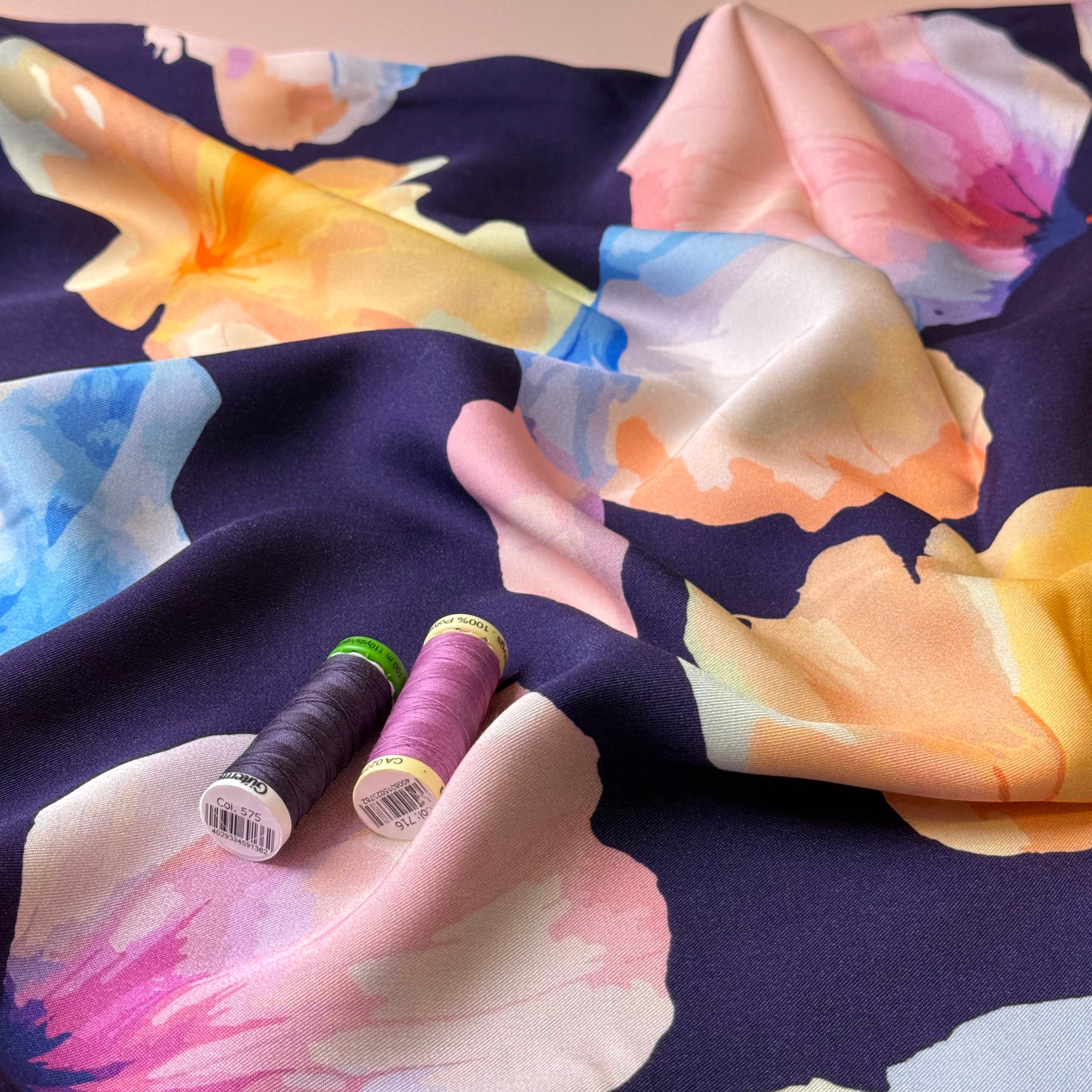 Light & Lush - Floating Flowers Viscose Twill Fabric