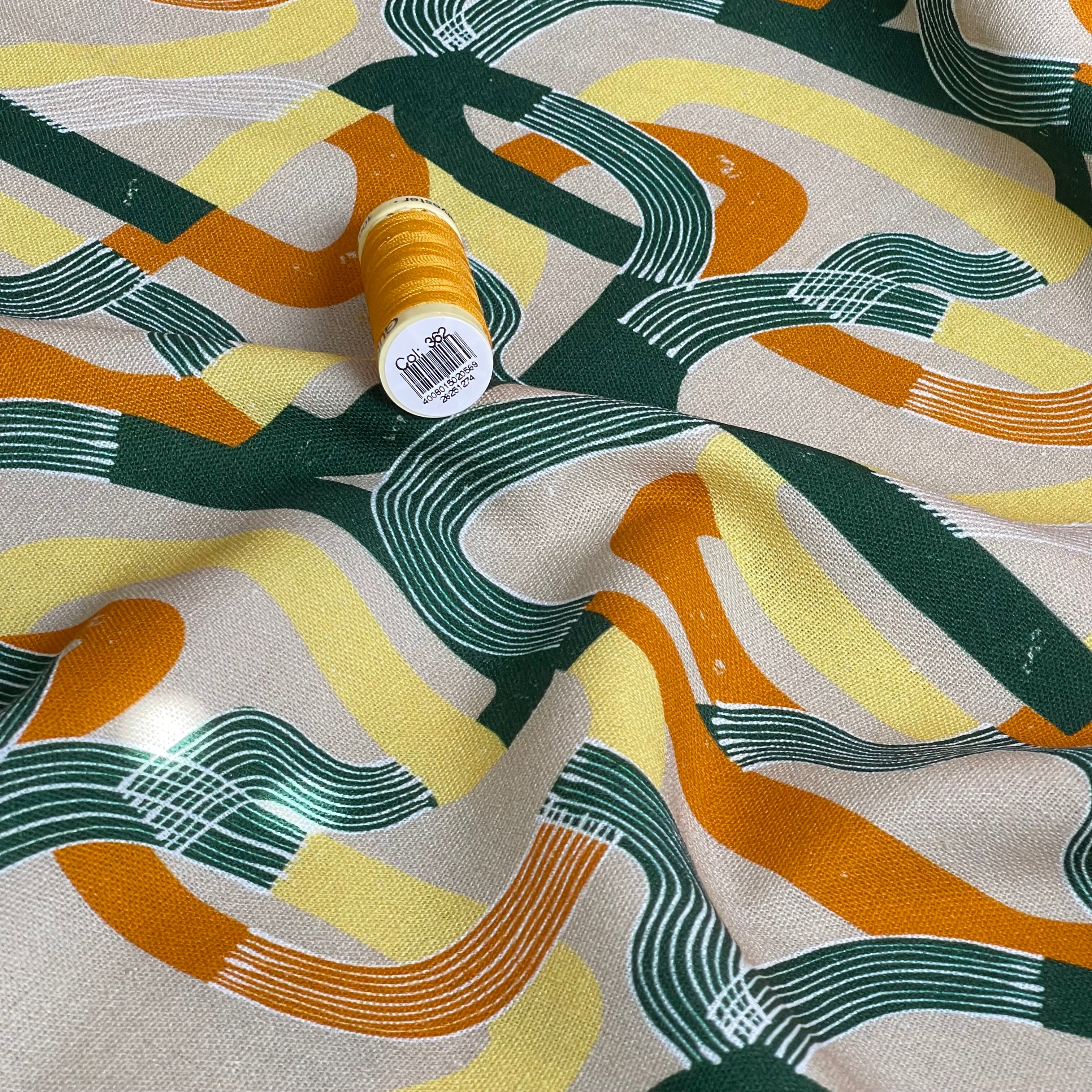 Colourful Swirls Viscose Linen Fabric